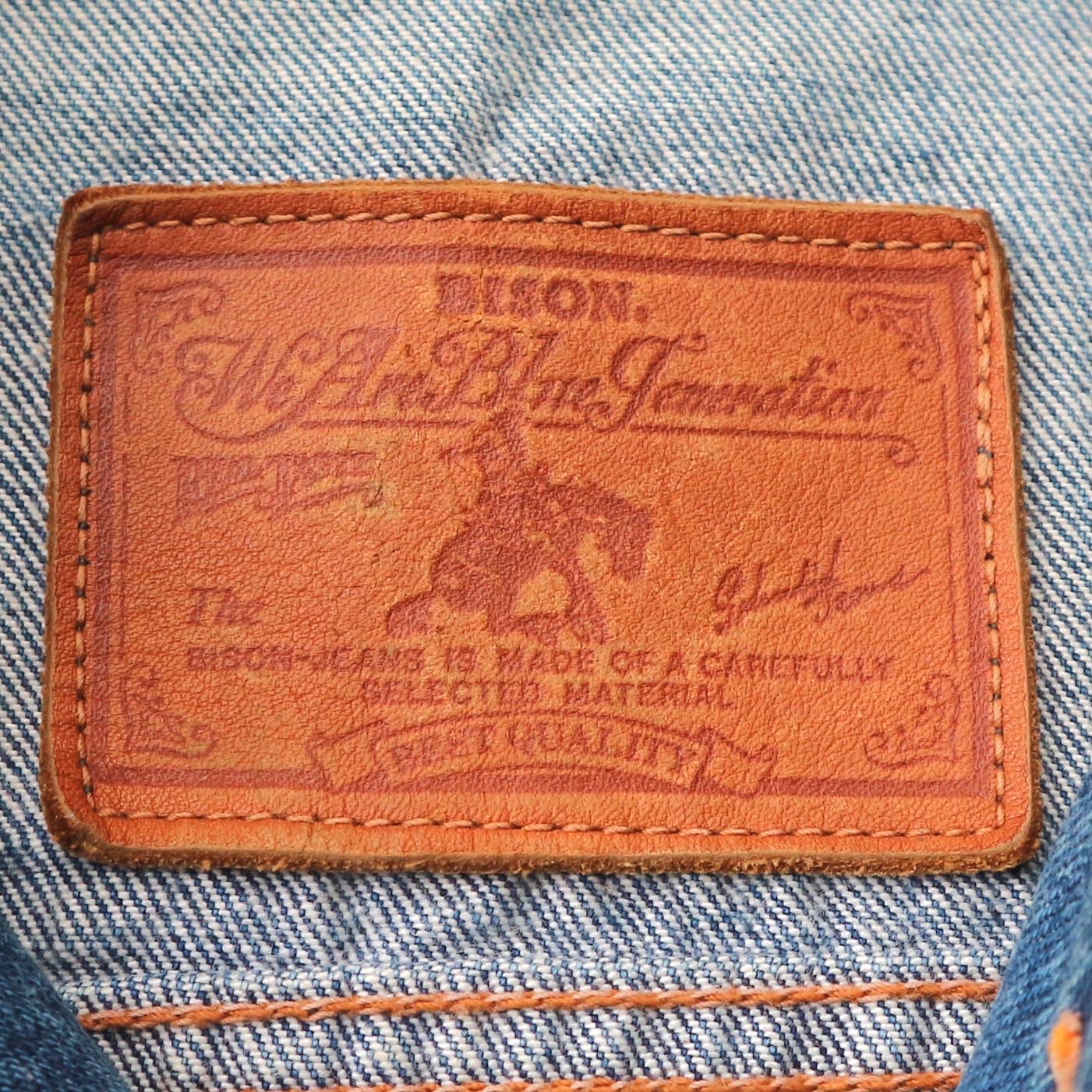 Vtg Bison Japan Denim Trucker Jacket Size M