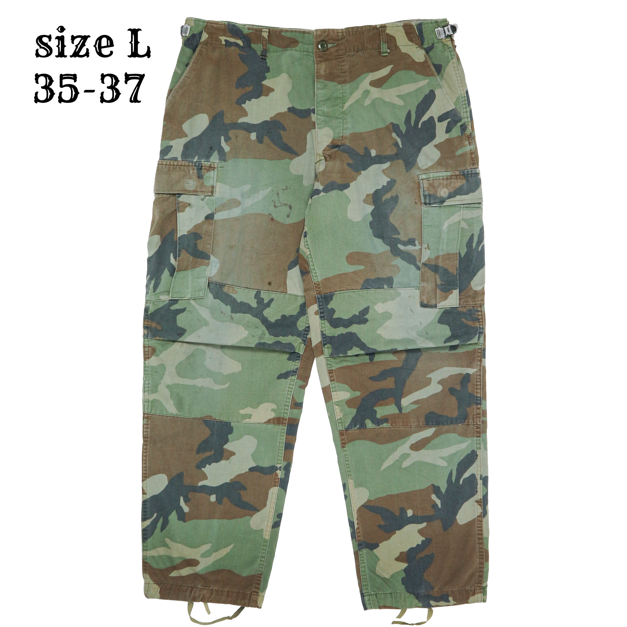80s U.S. Army Woodland Camo Combat Trousers Size L