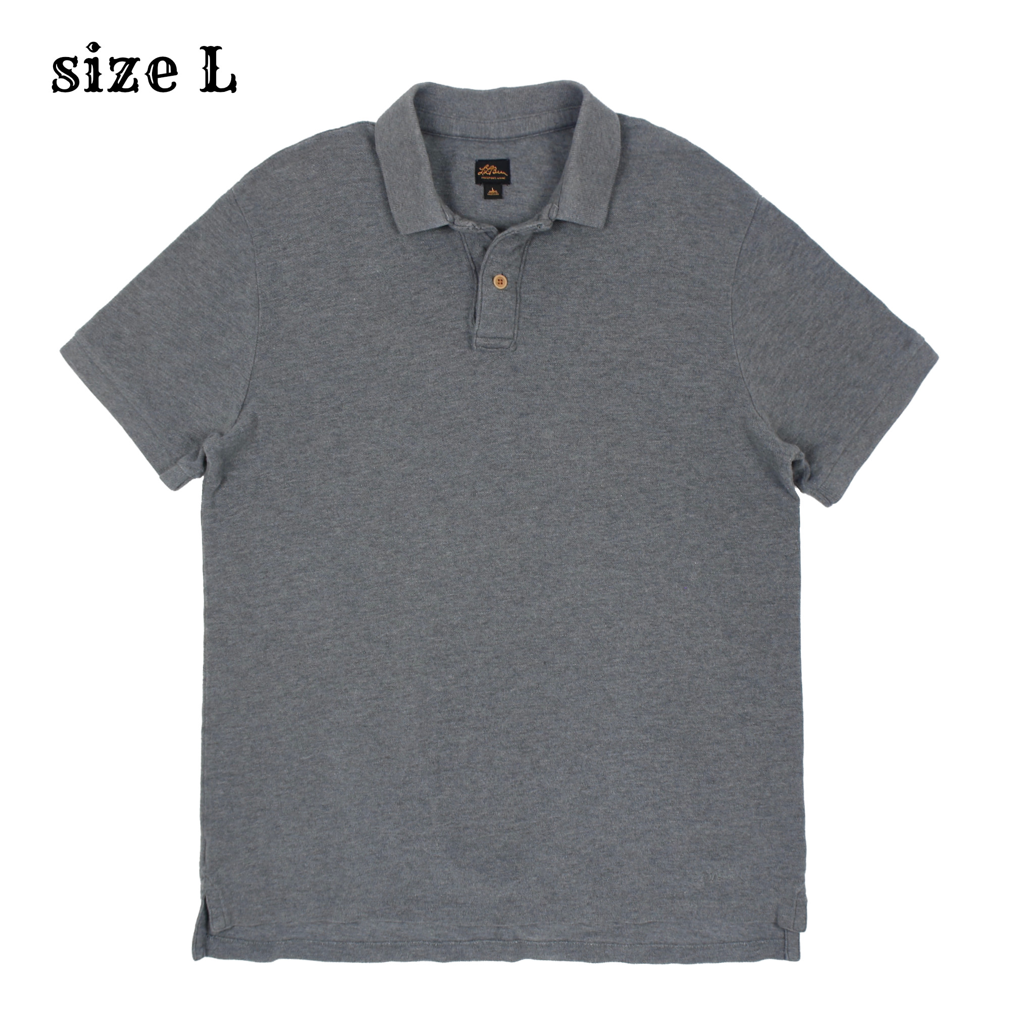L.L.Bean Classic Logo Grey Polo Shirt Size L