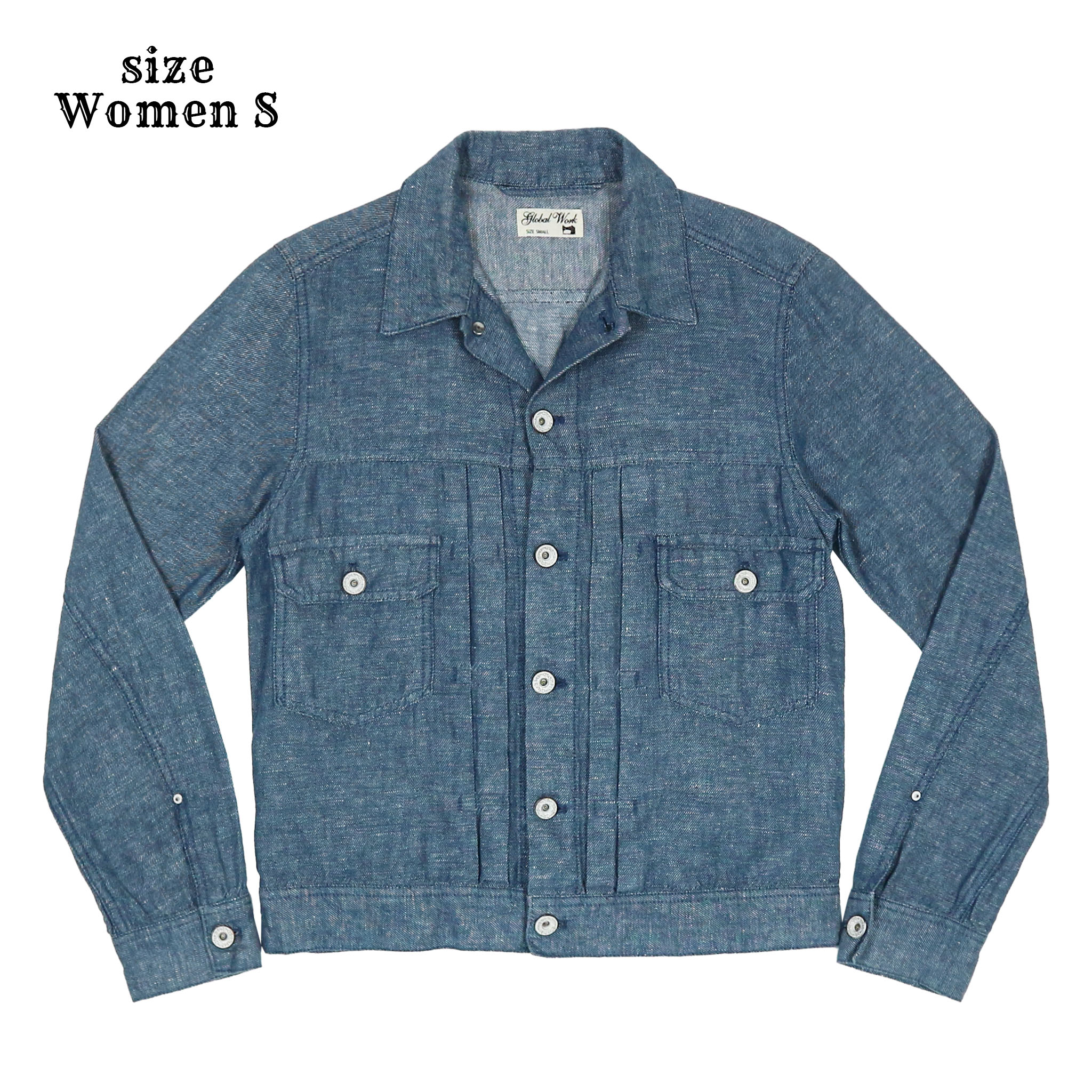 Global Work Cotton Linen Denim Jacket Women Size S