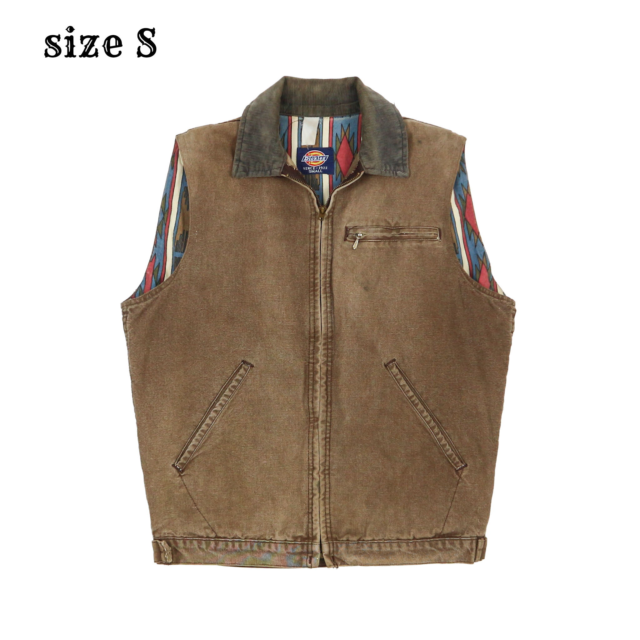 90s Dickies Aztec Lined Work Vest Size S