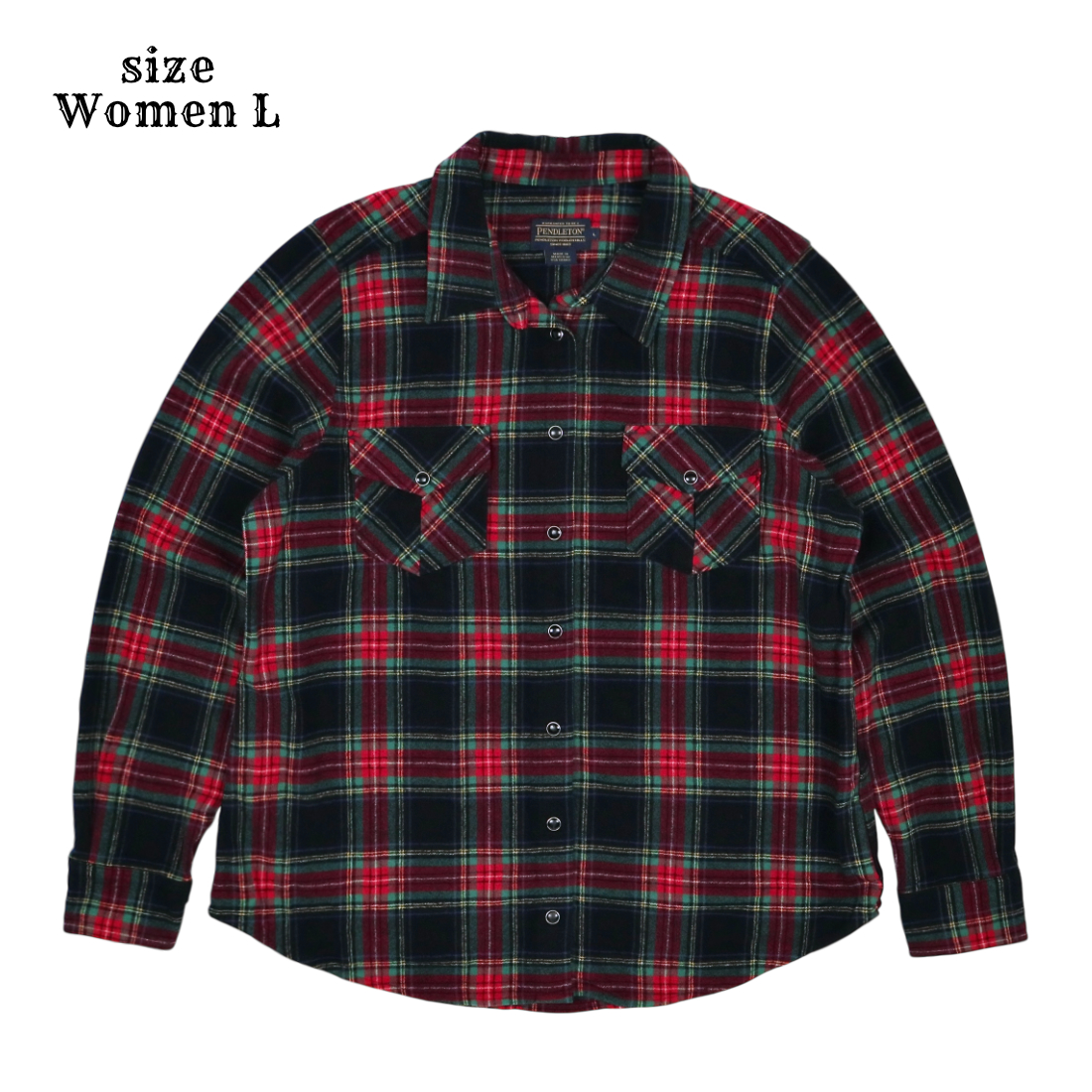 Pendleton Brand Wool Plaid Shirt Women Size L