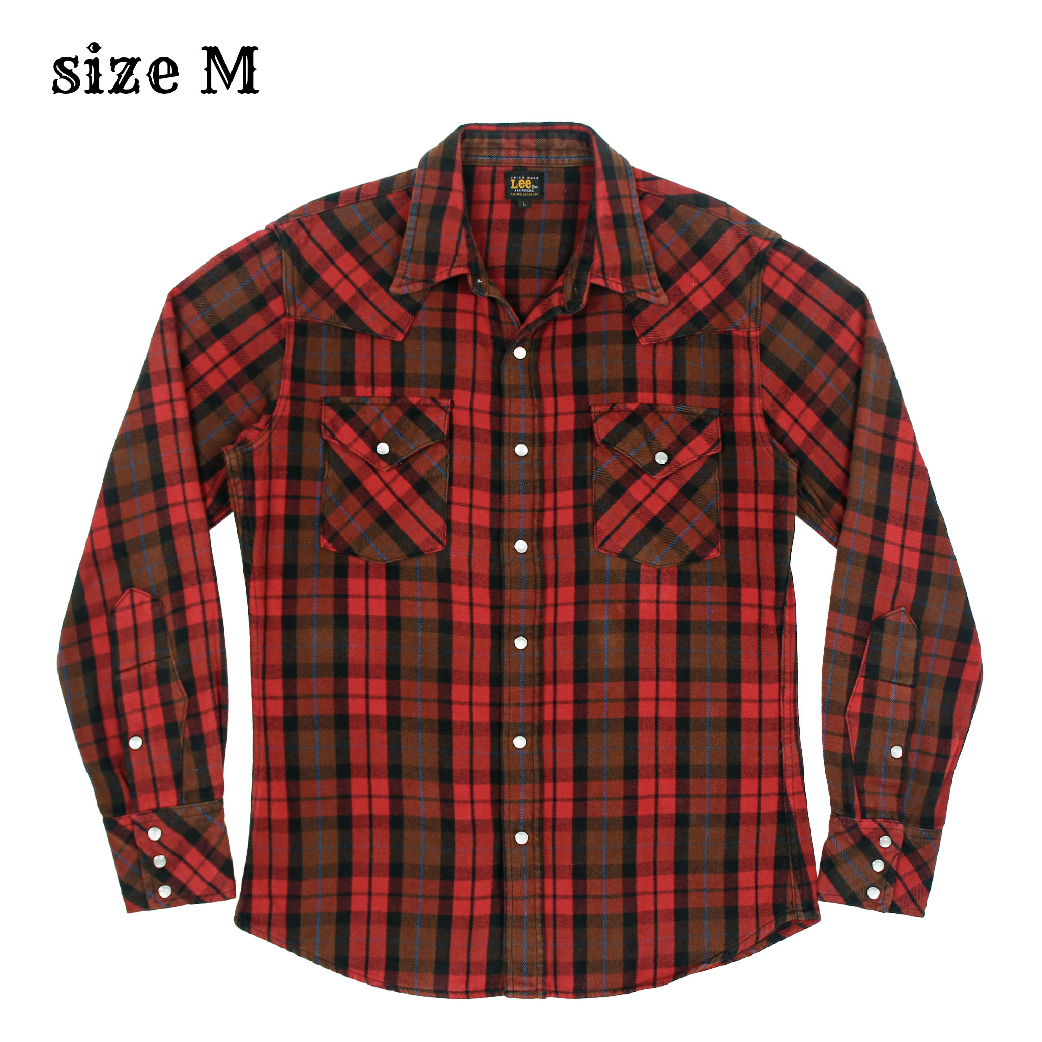 Lee Plaid Flannel Western Shirt Size M