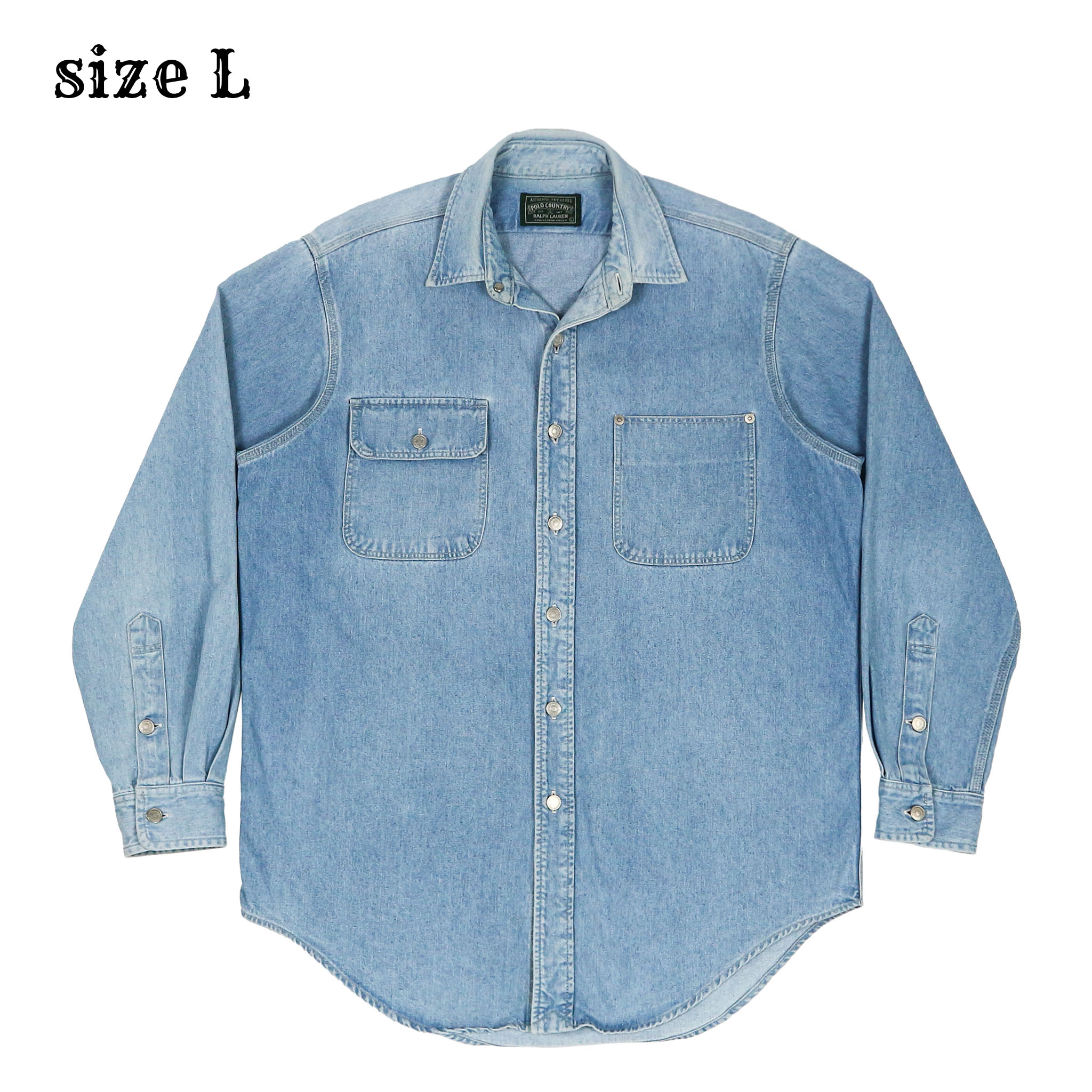 Vtg Polo Country Ralph Lauren Denim Shirt Size L