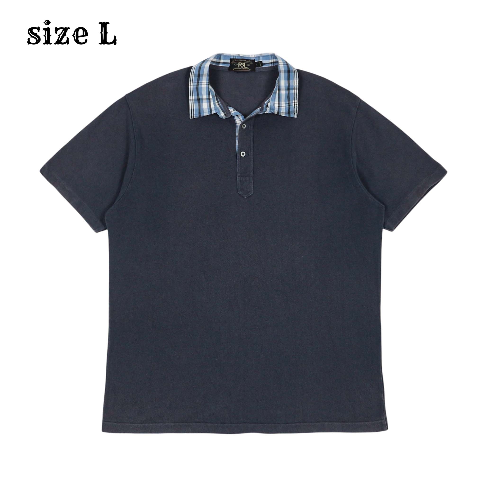 Double RL RRL Plaid Collar Polo Shirt Size L