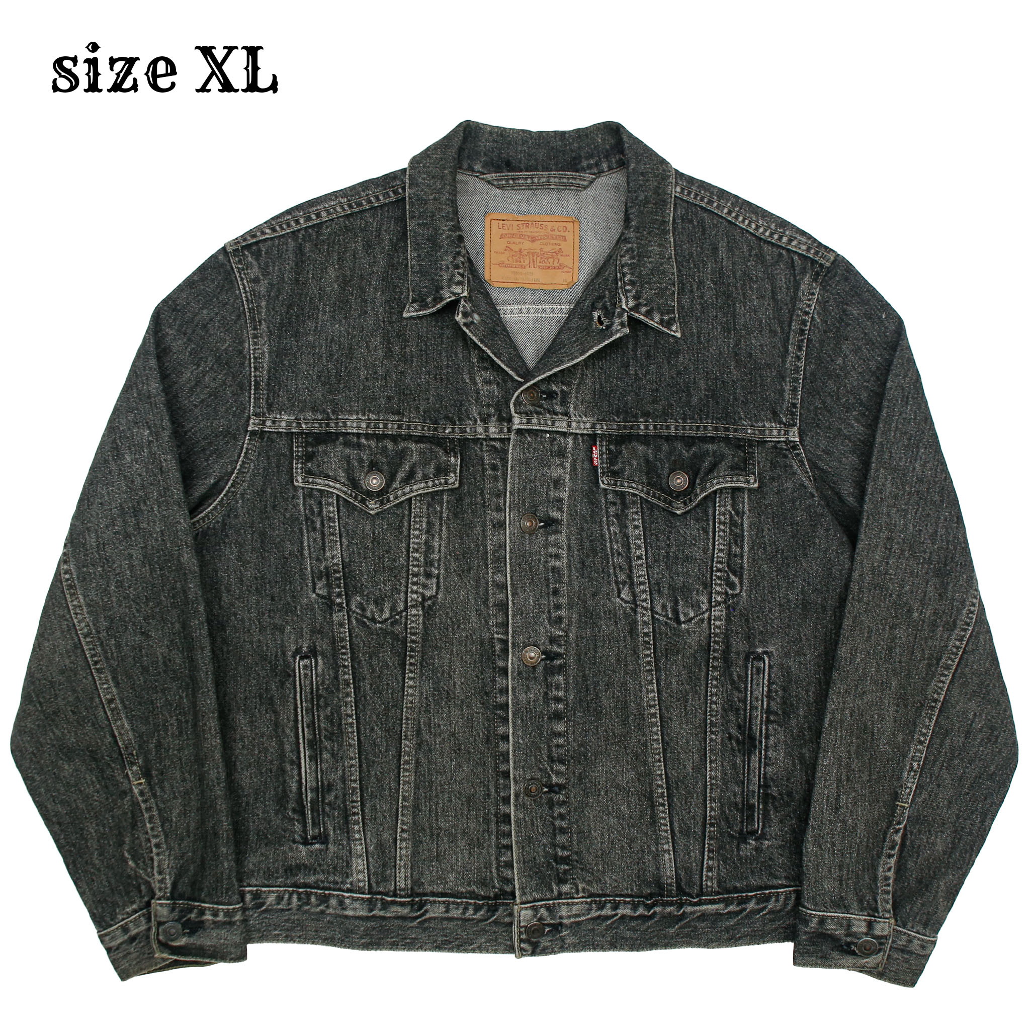 90s Levi's Black Denim Jacket ‘Kashtin’ Band Size [44] XL