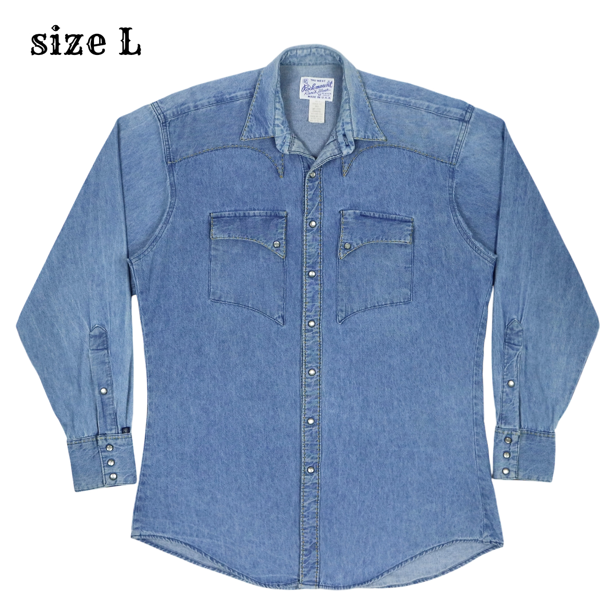 Vintage Rockmount USA Denim Western Shirt Size L