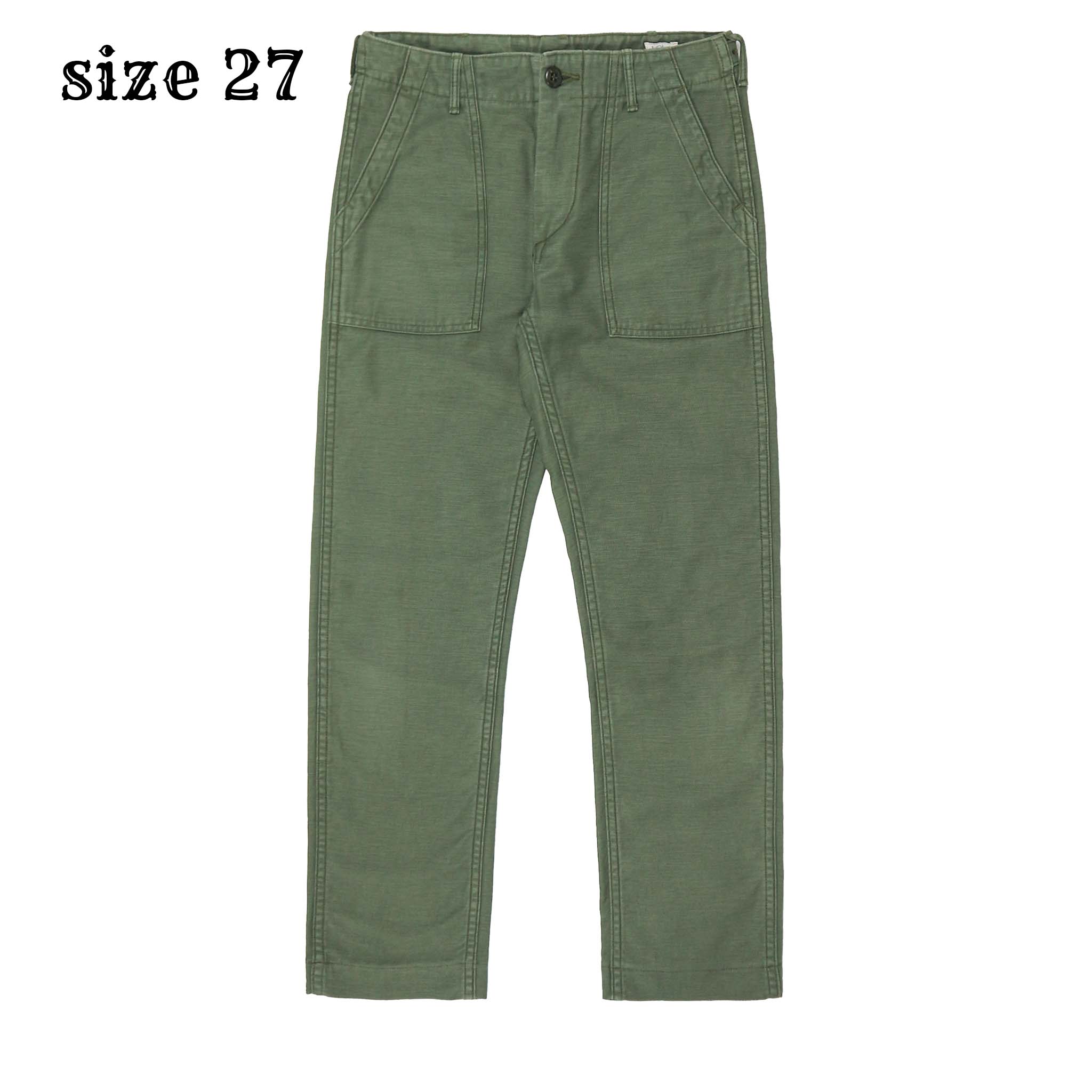 orSlow Japan Olive Sateen Slim Fatigue Pants Size 27