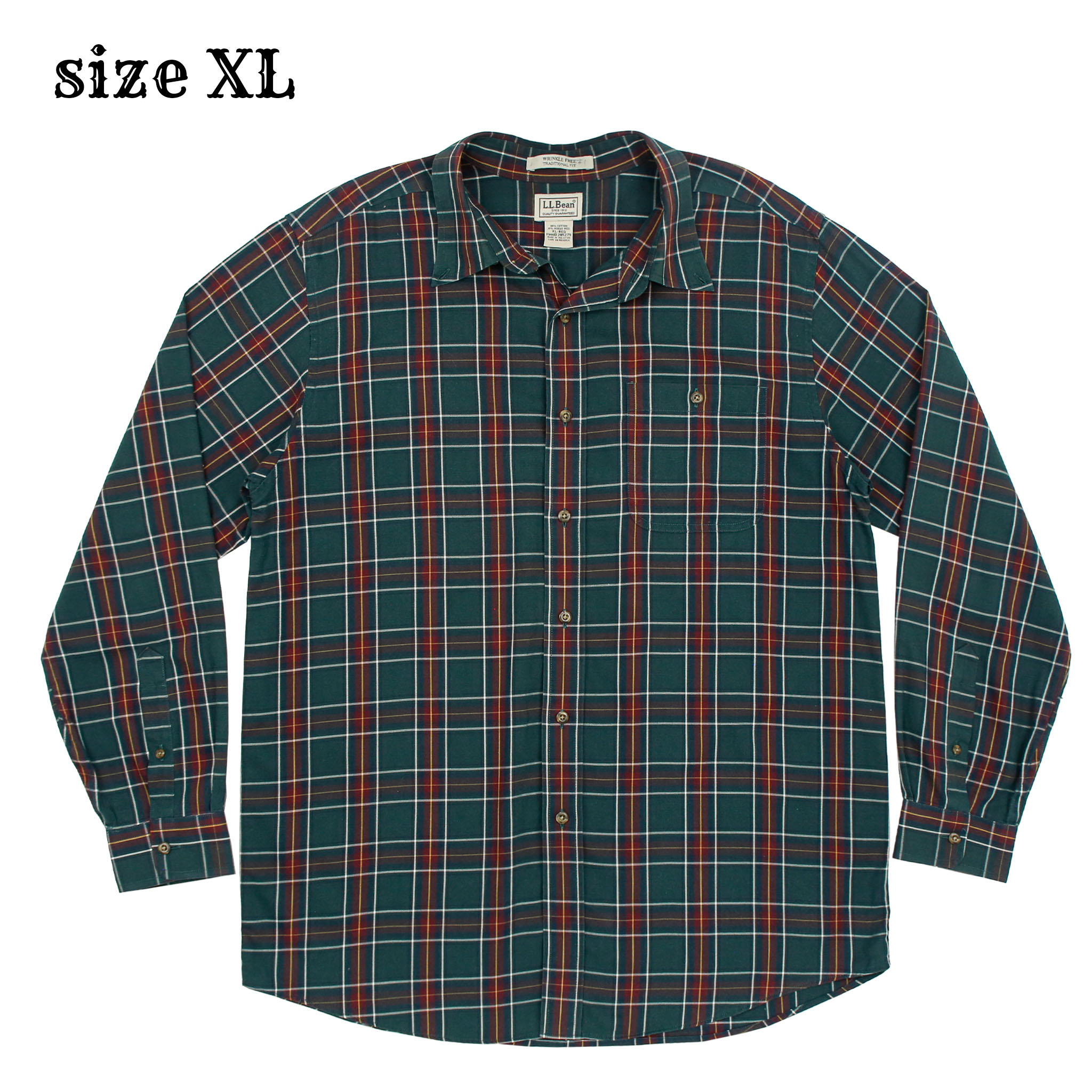 L.L.Bean Classic Plaid Check Shirt Size XL