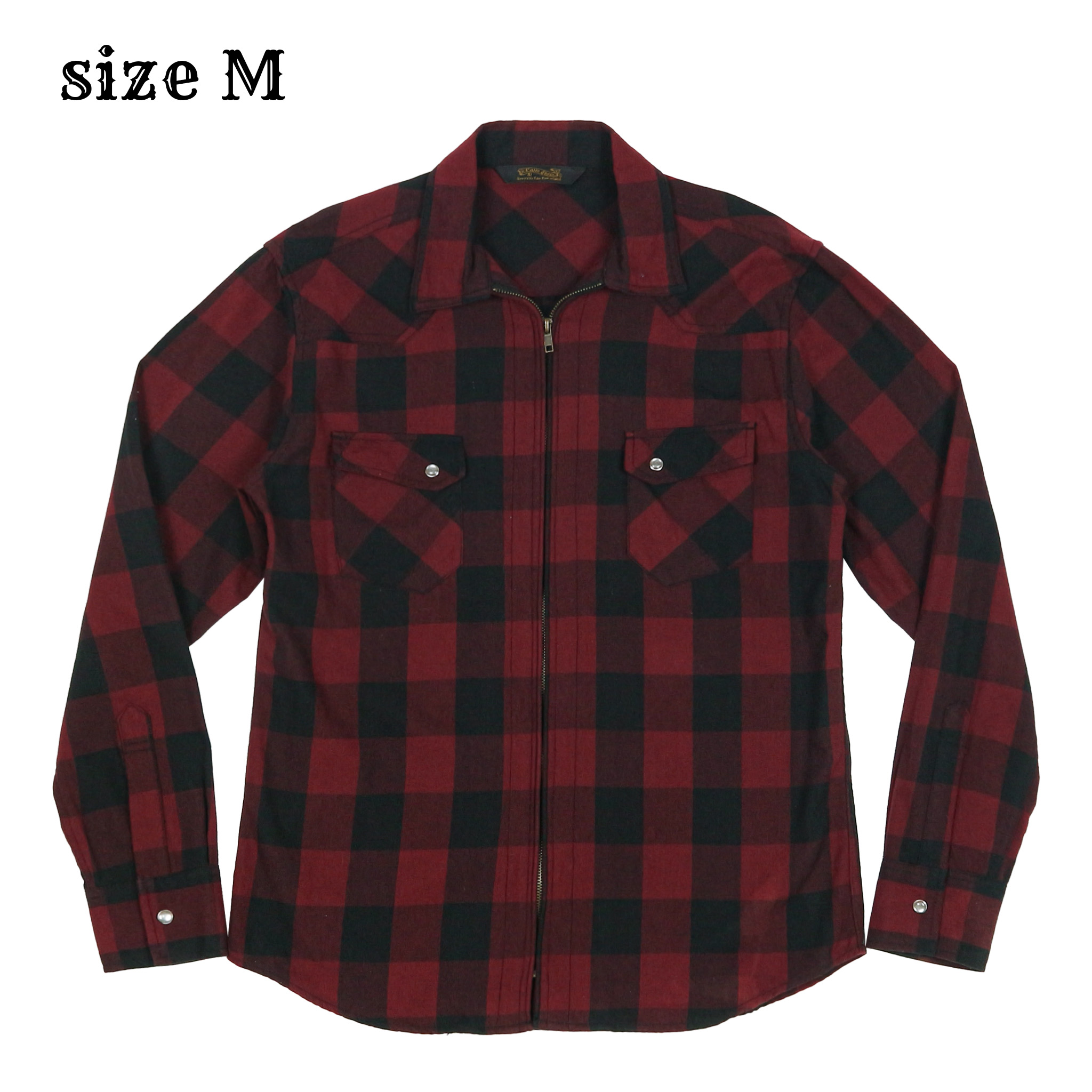 Calm Slow Buffalo Check Zipped Western Shirt Size M