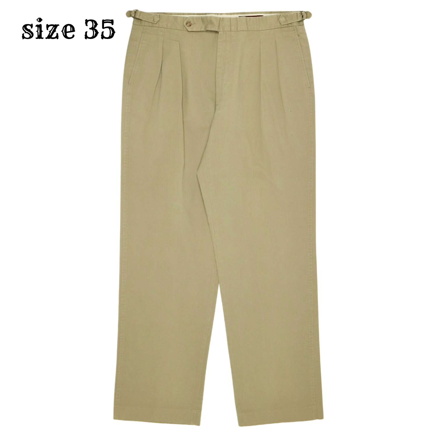 Vtg Made in USA Pleated Khaki Trousers Size 35