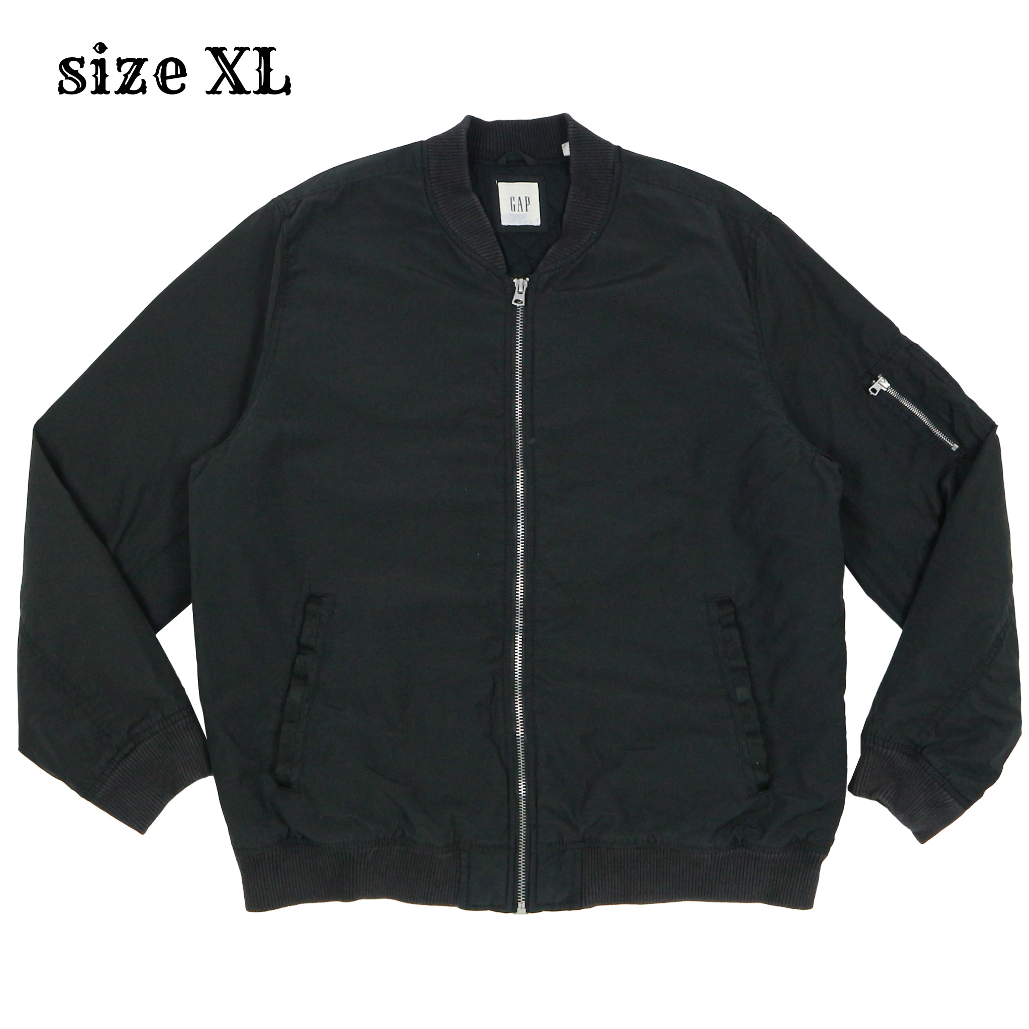 00s GAP Black Quilt-lined Bomber Jacket Size XL