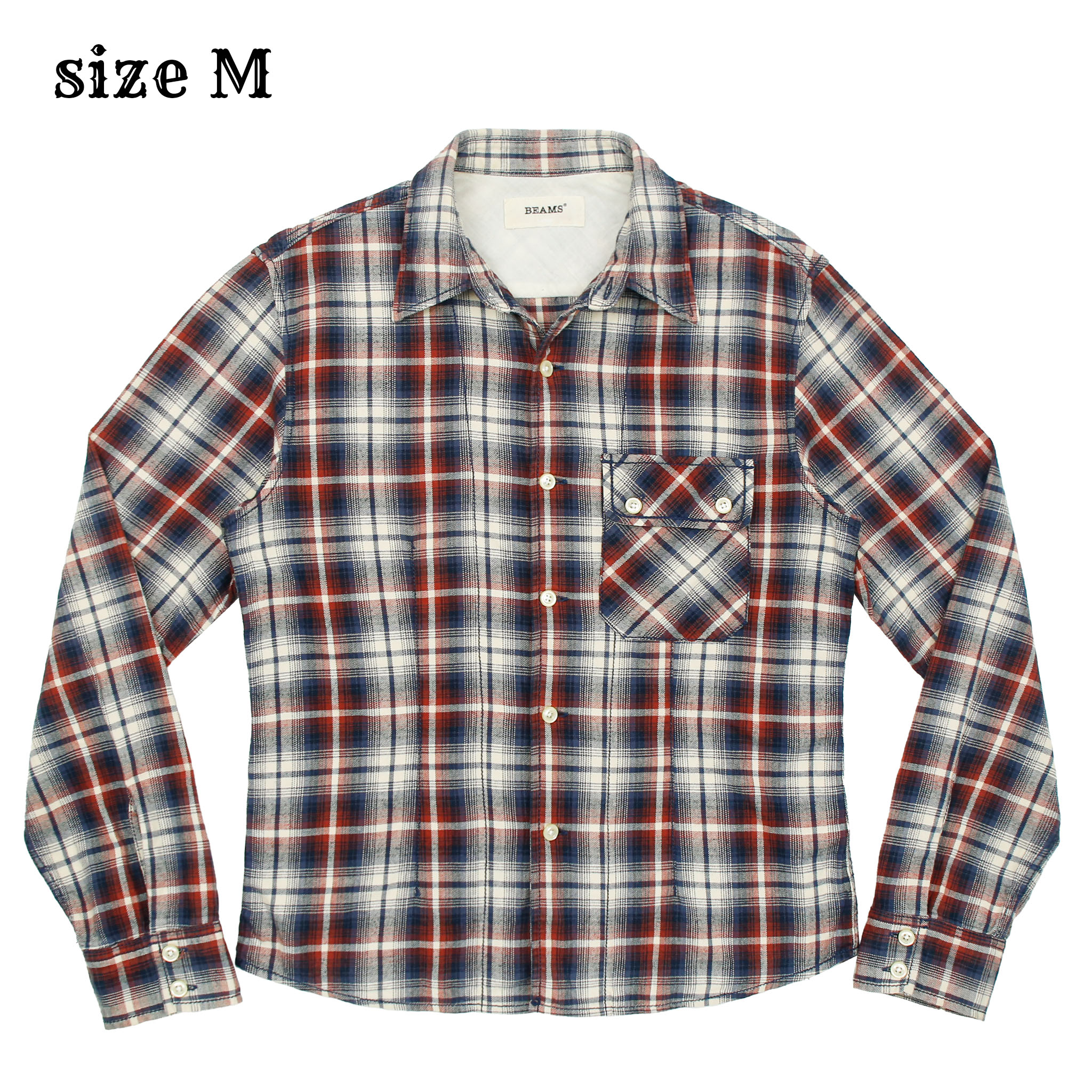 Beams Japan Plaid Check Shirt Size M