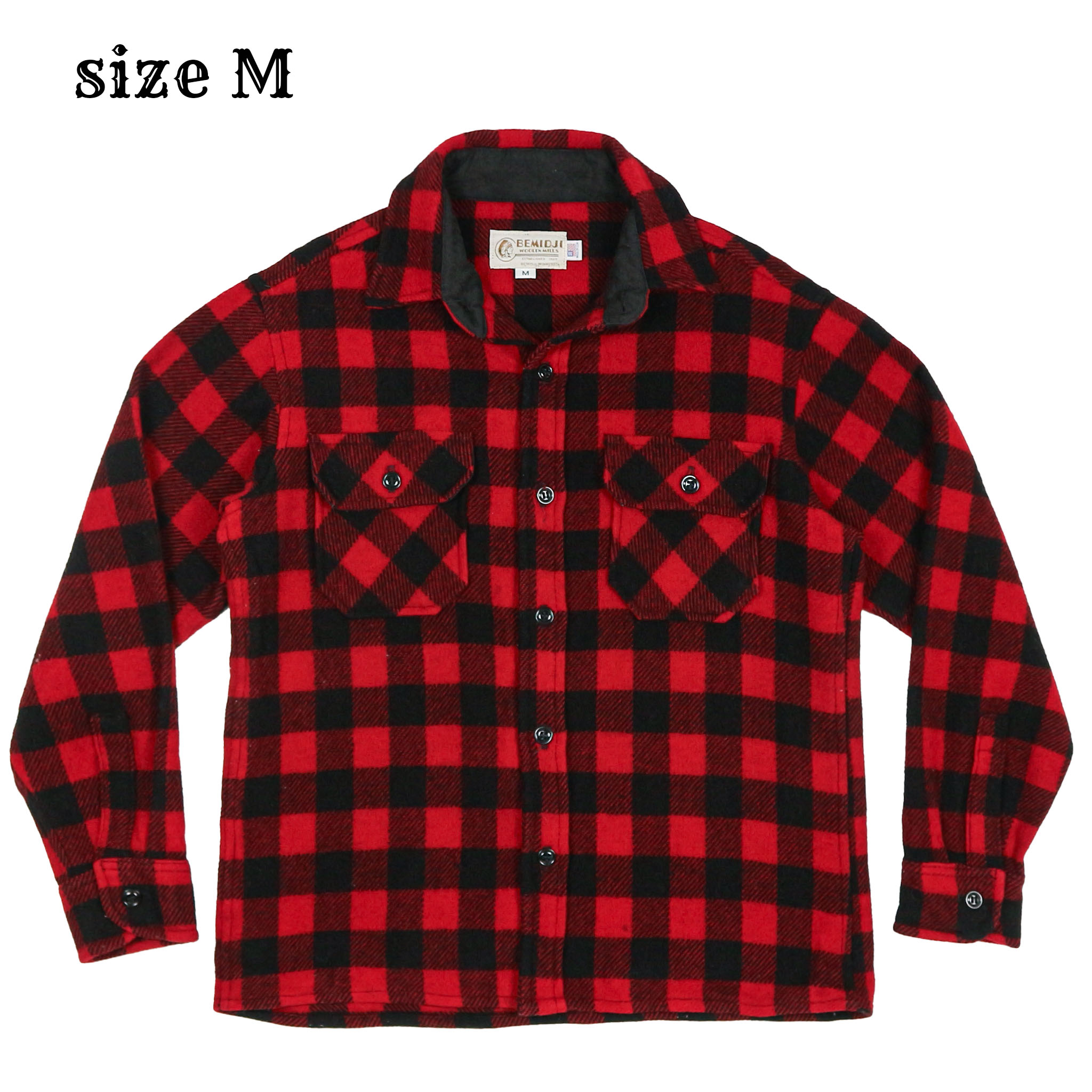 Vtg Bemidji USA Wool Buffalo Check Shirt Size M
