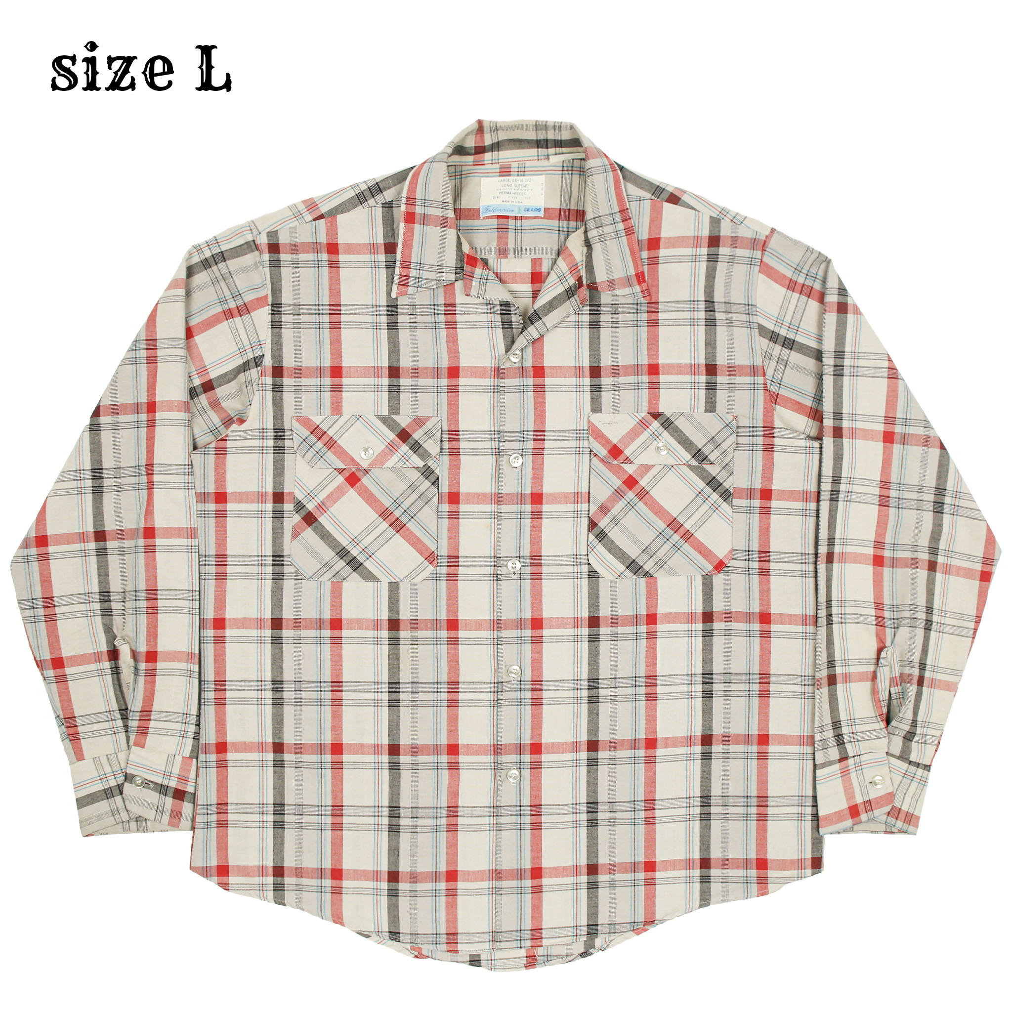 80s Vintage Sears Fieldmaster Plaid Shirt Size L
