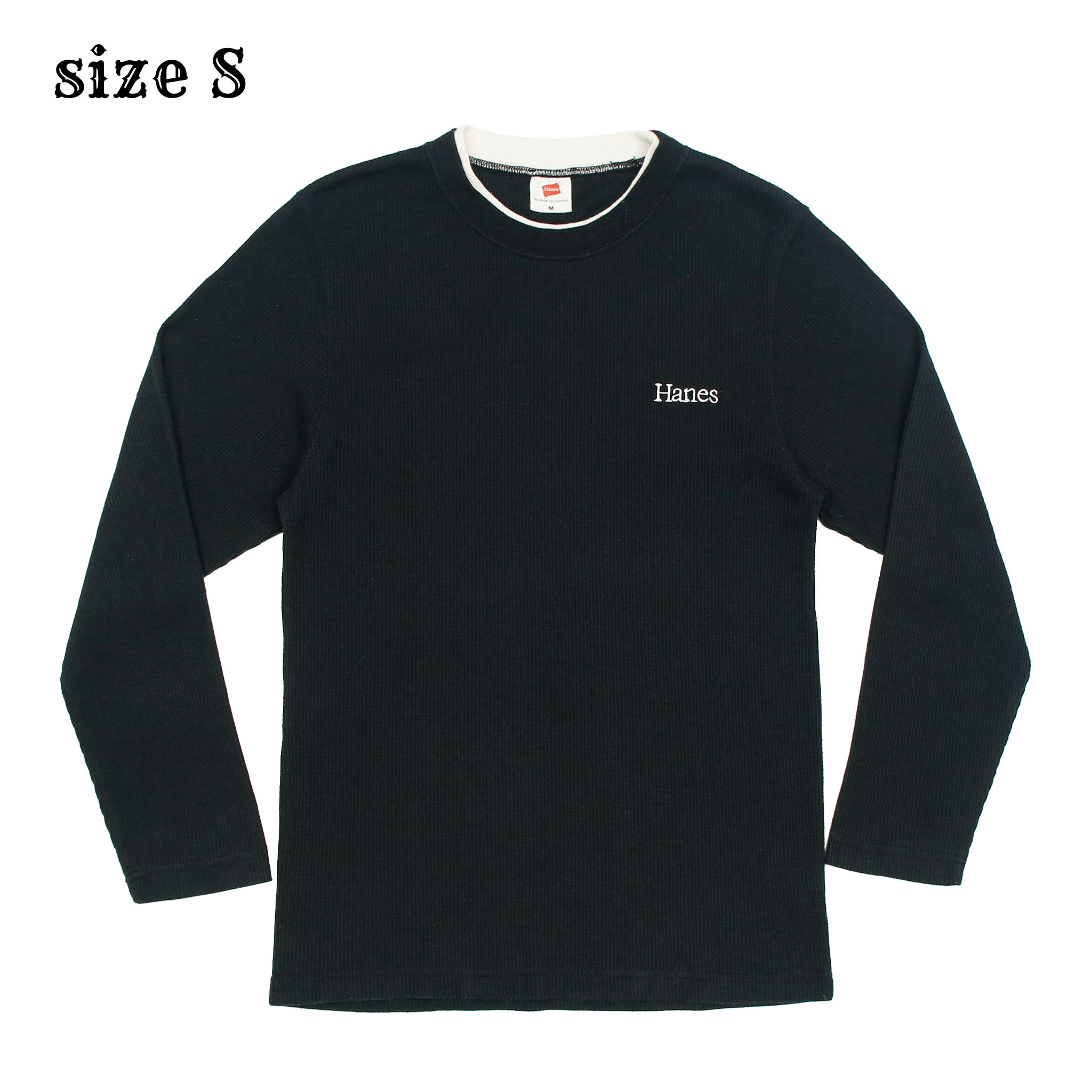 Hanes Comfort Black Waffle T-Shirt Size S