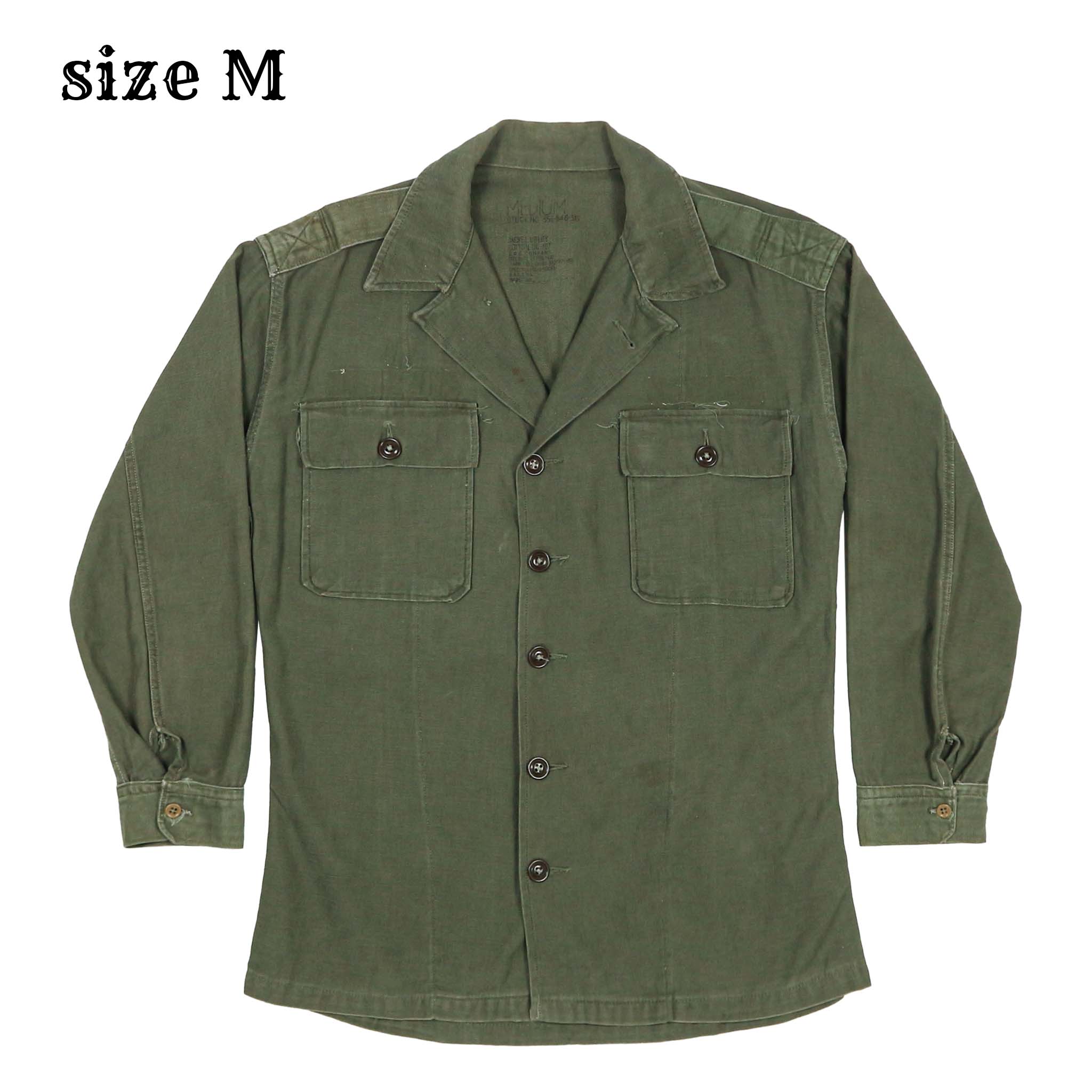 Vtg 60s U.S. Army OG-107 Sateen Shirt Size M
