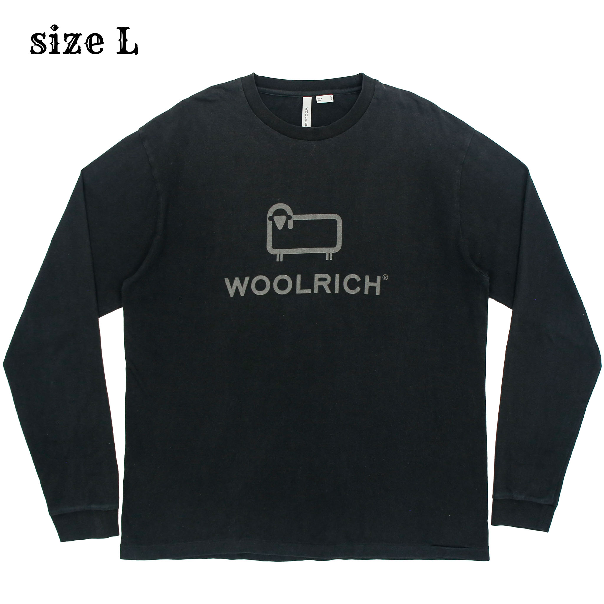 Woolrich Graphic Logo Black L/S T-Shirt Size L