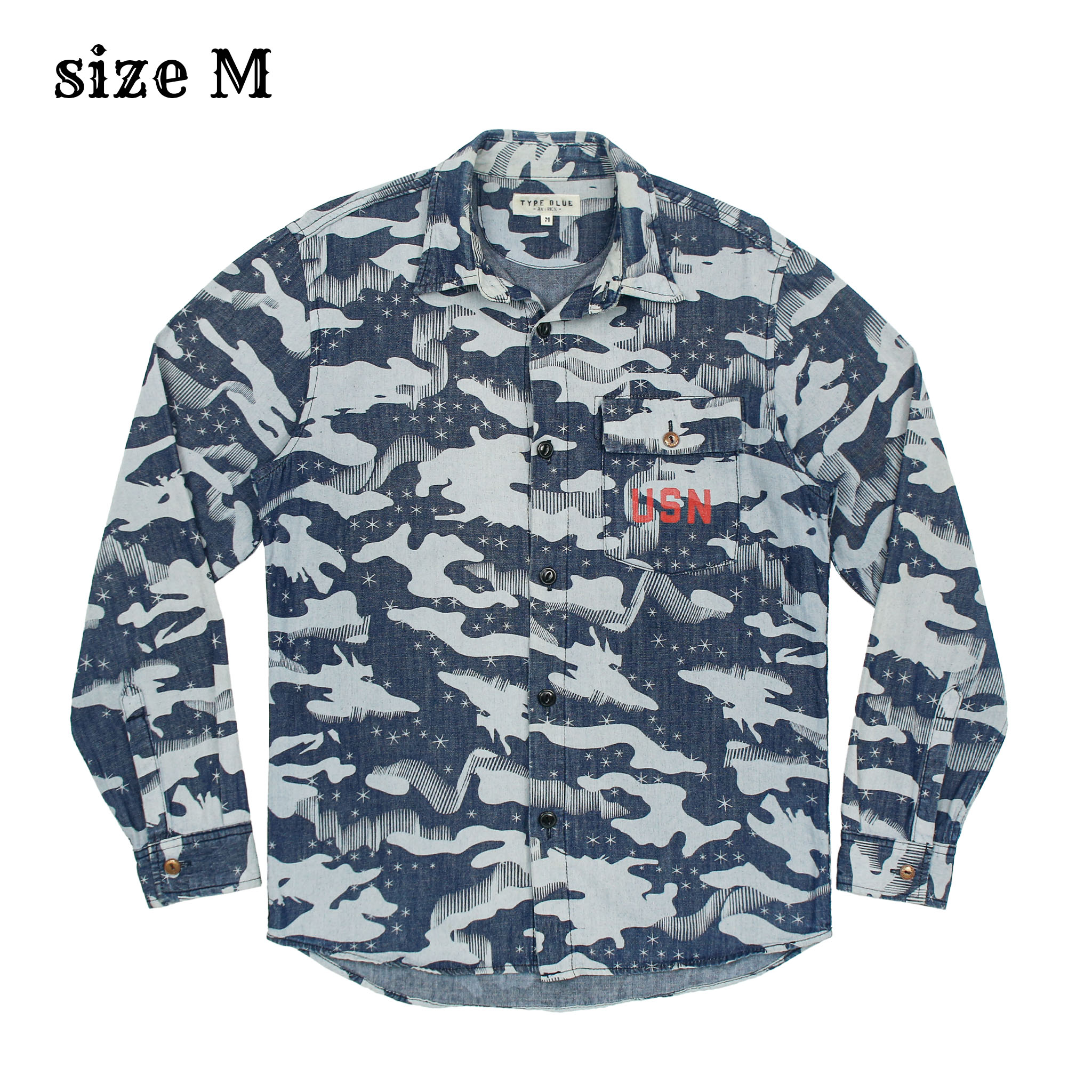 Avirex Type Camo Work Shirt USN Print Size M