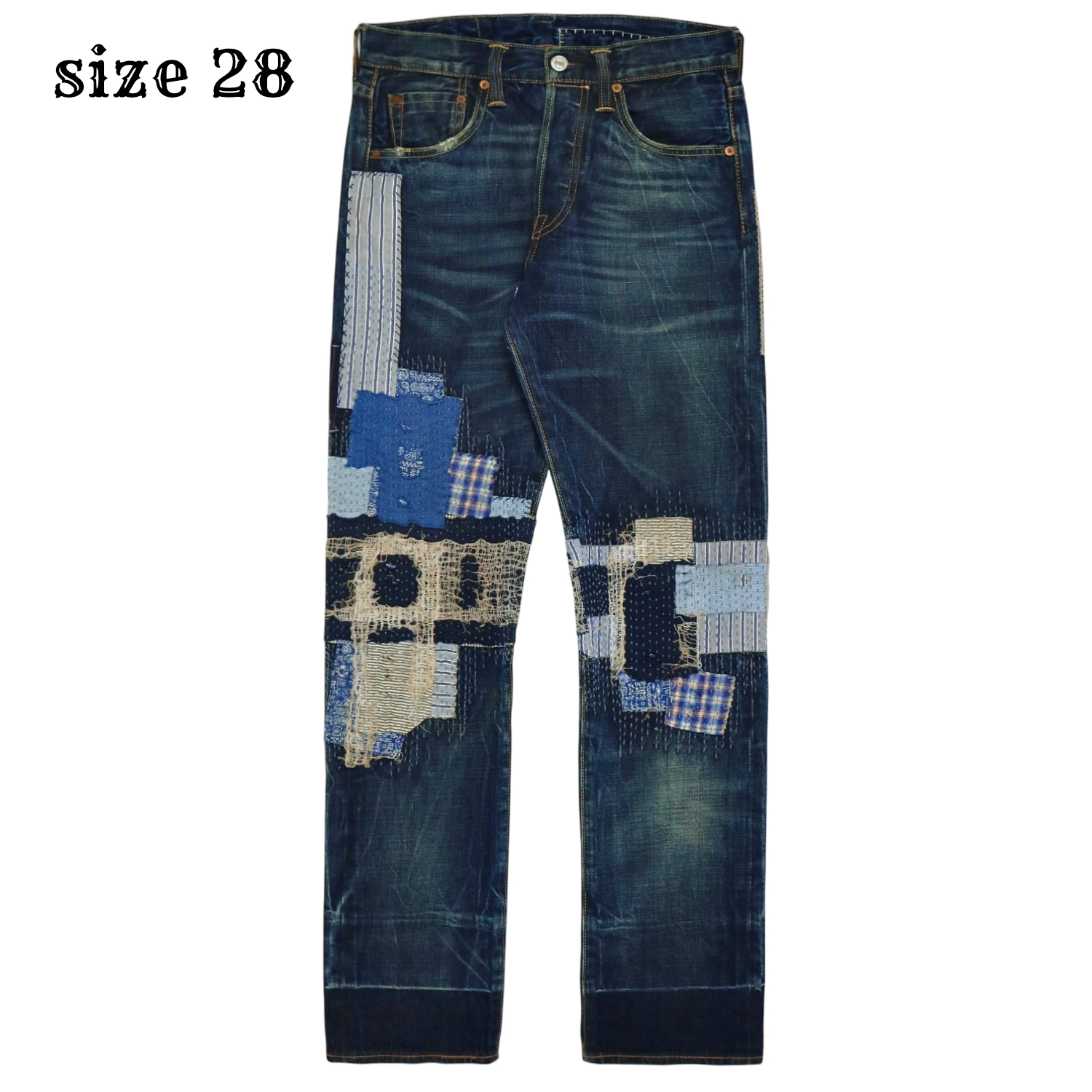 Levi's 501 Sashiko Patchwork Selvedge Denim Jeans Size 28