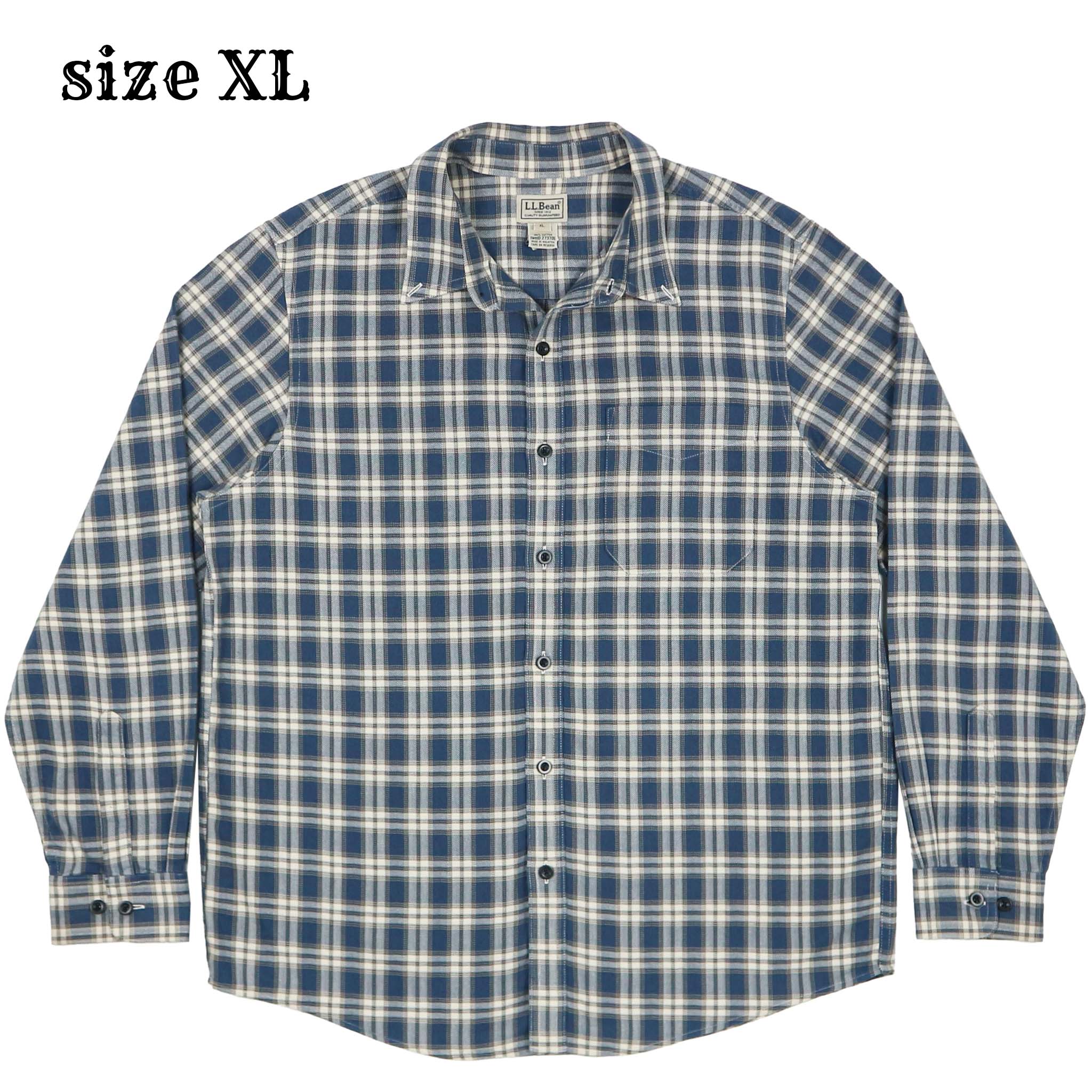 L.L.Bean Herringbone Twill Plaid Shirt Size XL