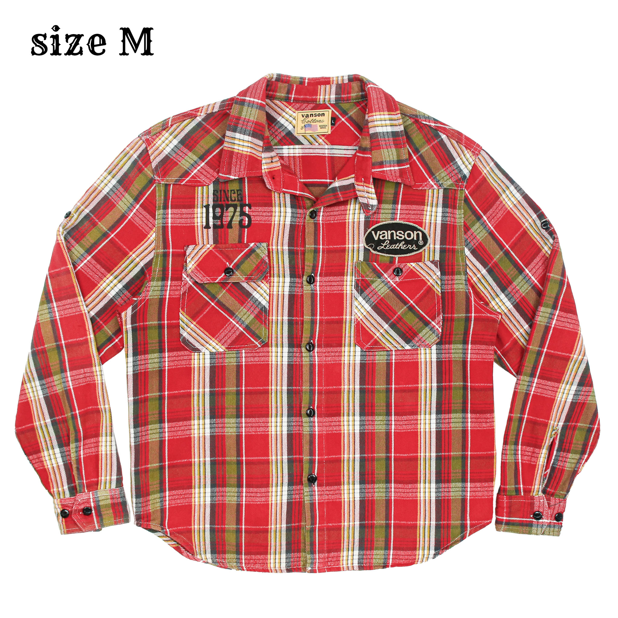 Vanson Cotton Flannel Work Shirt Size M