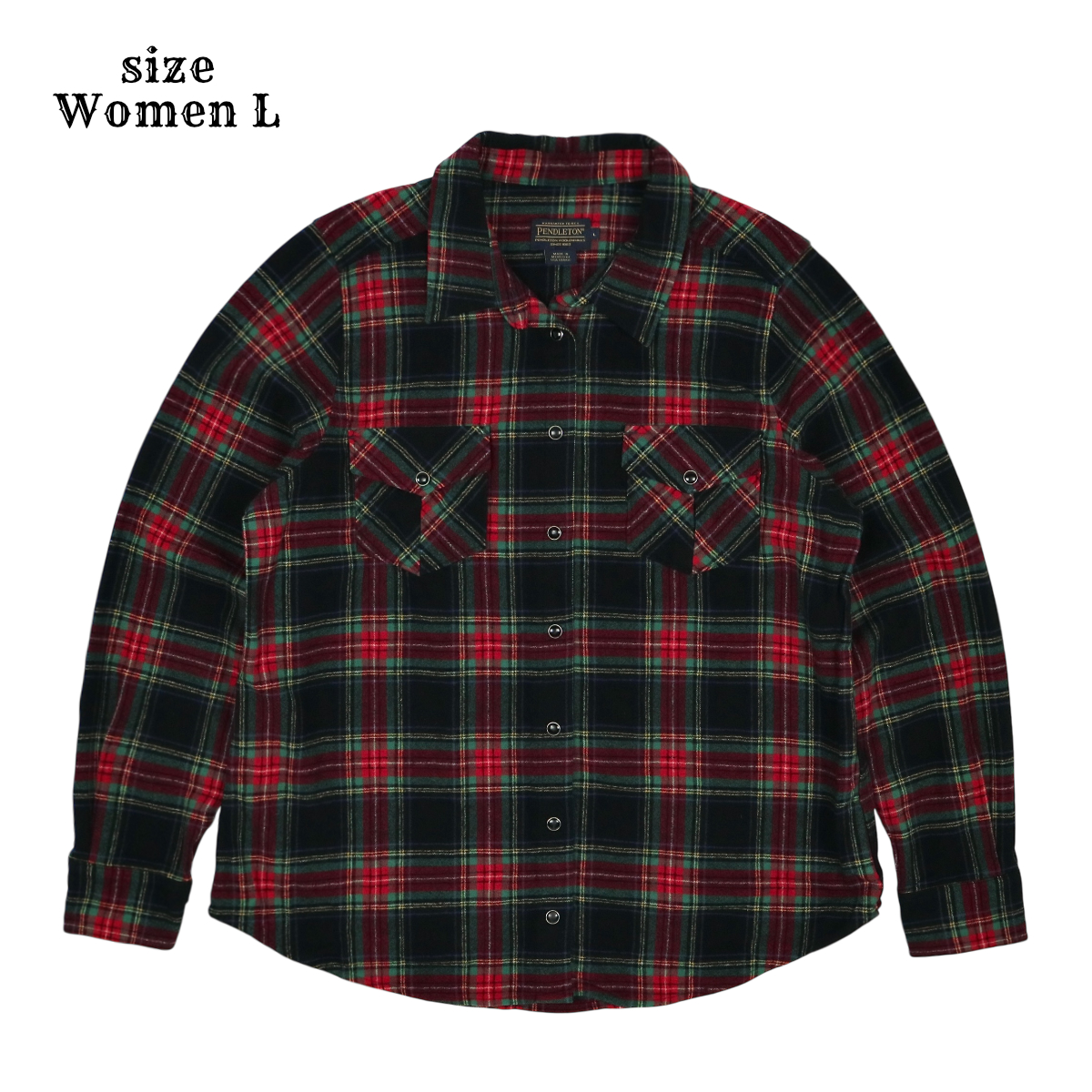 Pendleton Brand Wool Plaid Shirt Women Size L