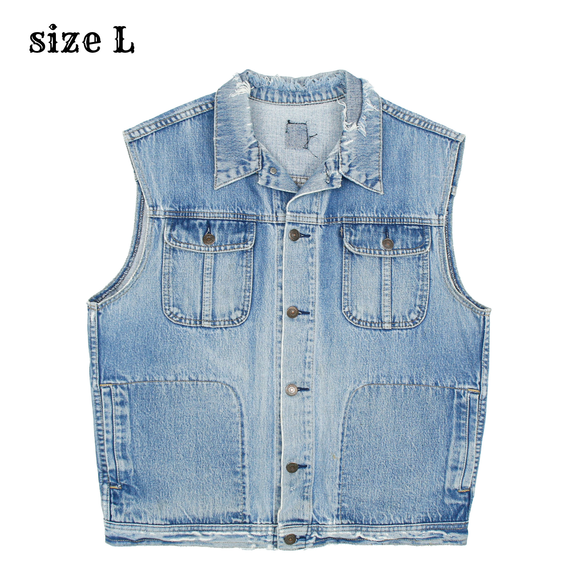 80s Levi's Blue Tab ‘Damaged’ Denim Vest Size L