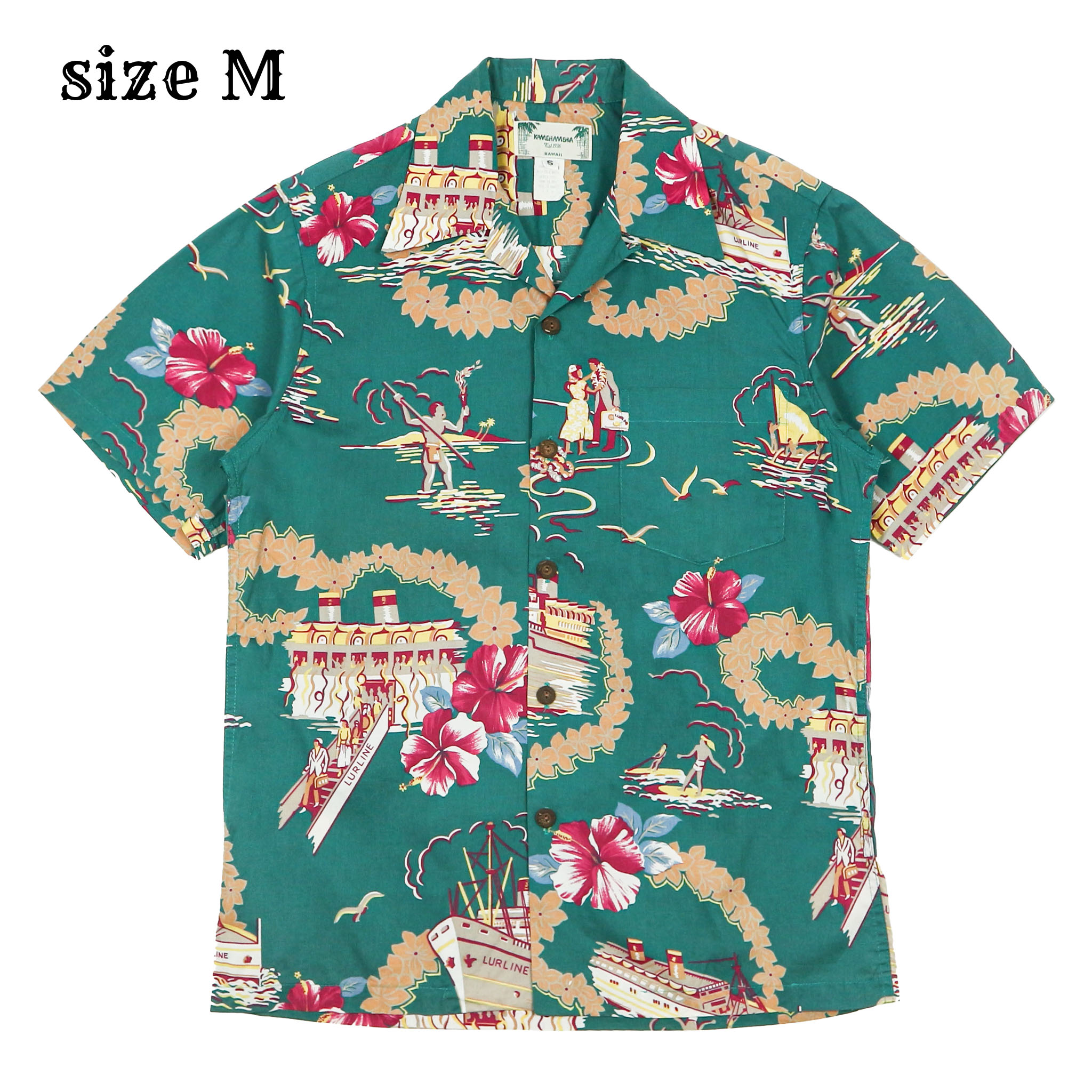 Vtg Kamehameha USA Hawaiian Shirt Size M