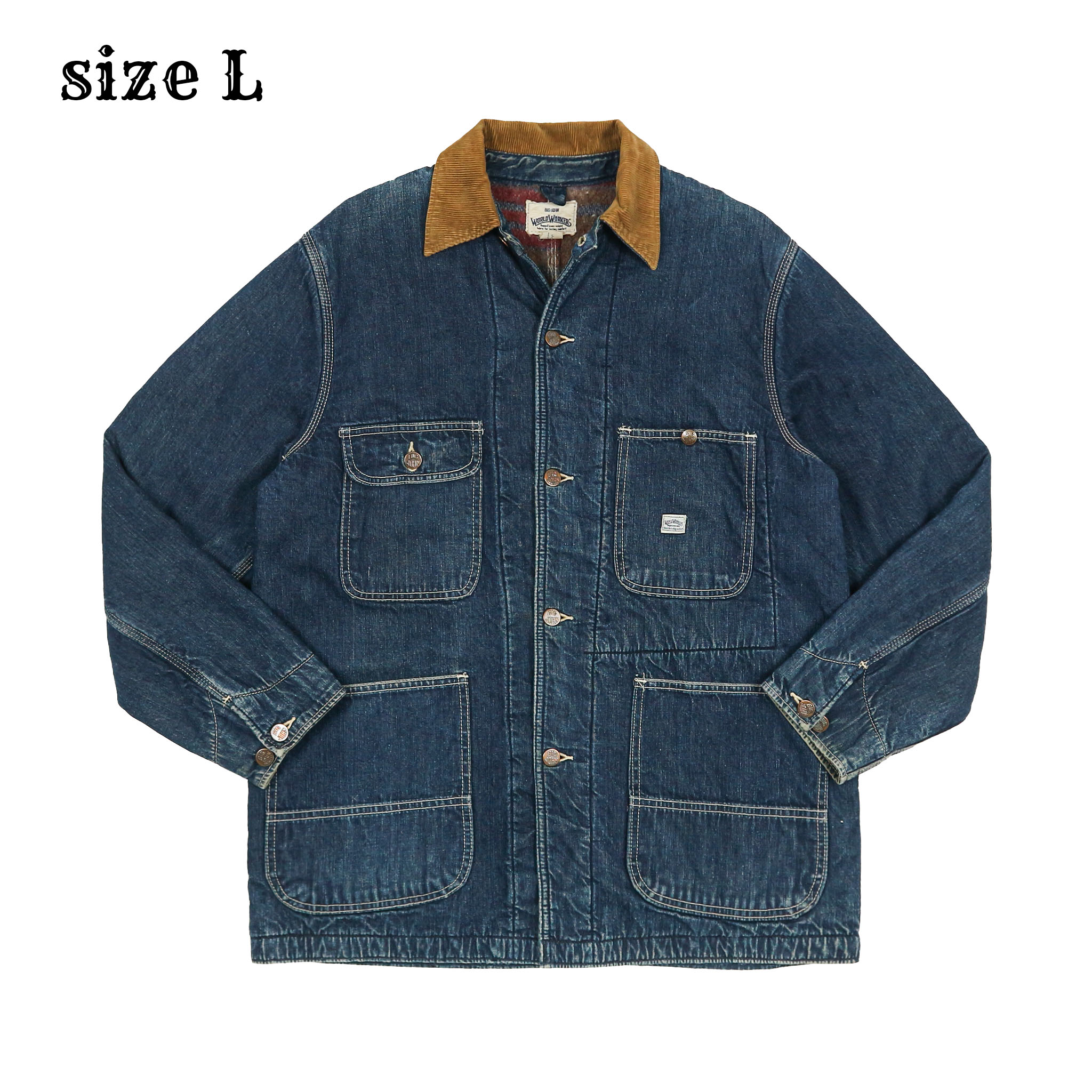 Big John Japan Blanket Lined Denim Chore Coat Size L