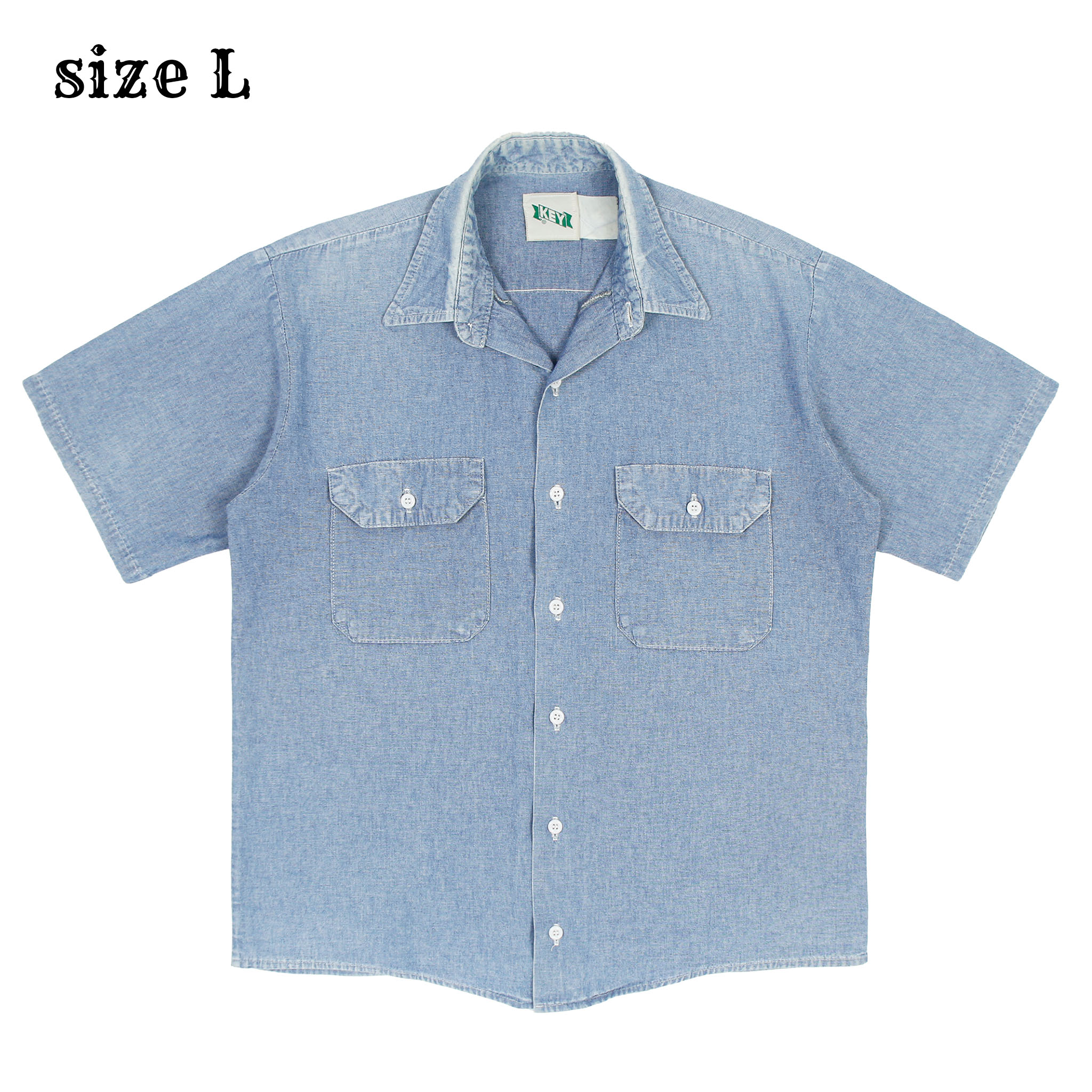 80s Key Vintage Chambray S/S Shirt Size L