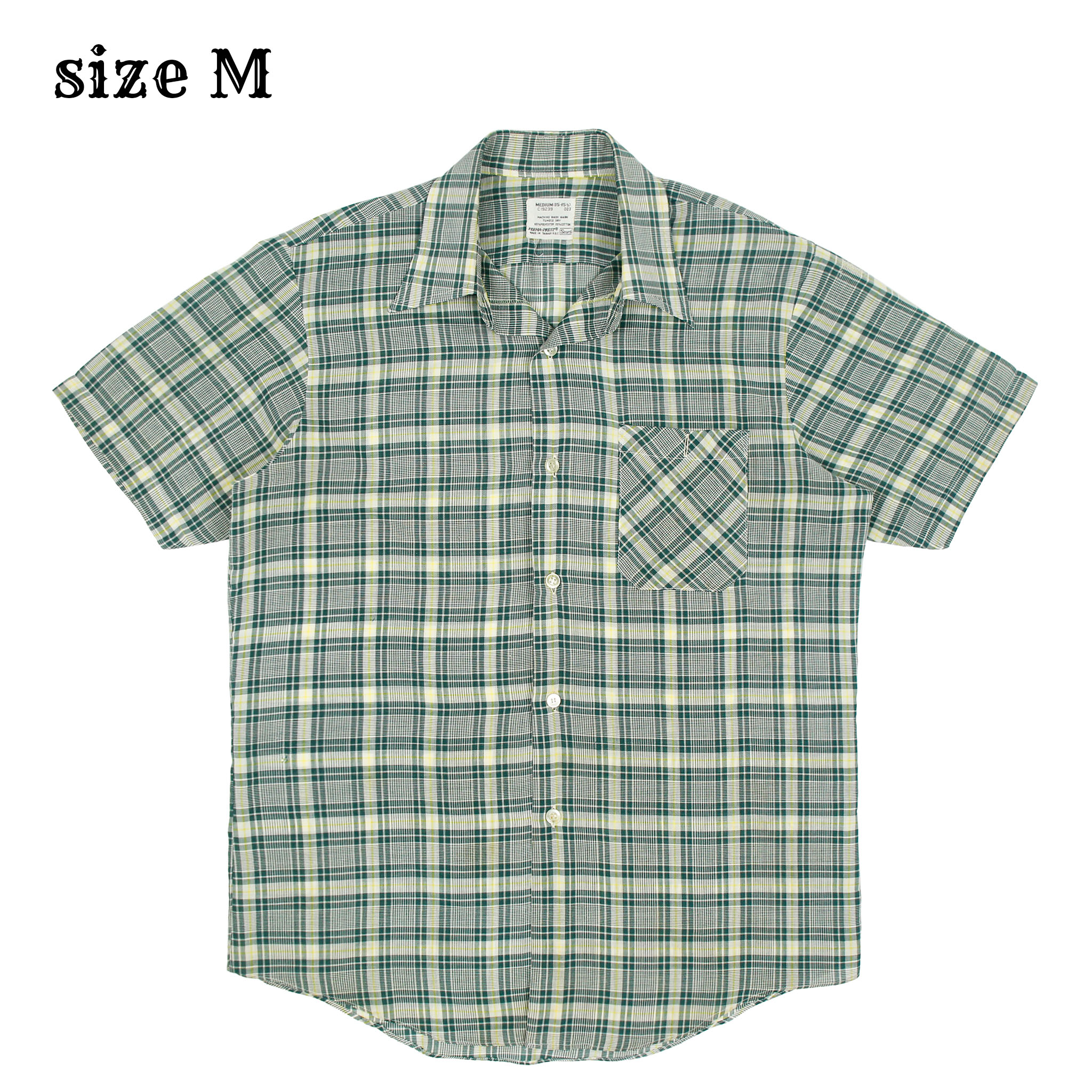 80s Sears Vintage Short-sleeve Plaid Shirt Size M