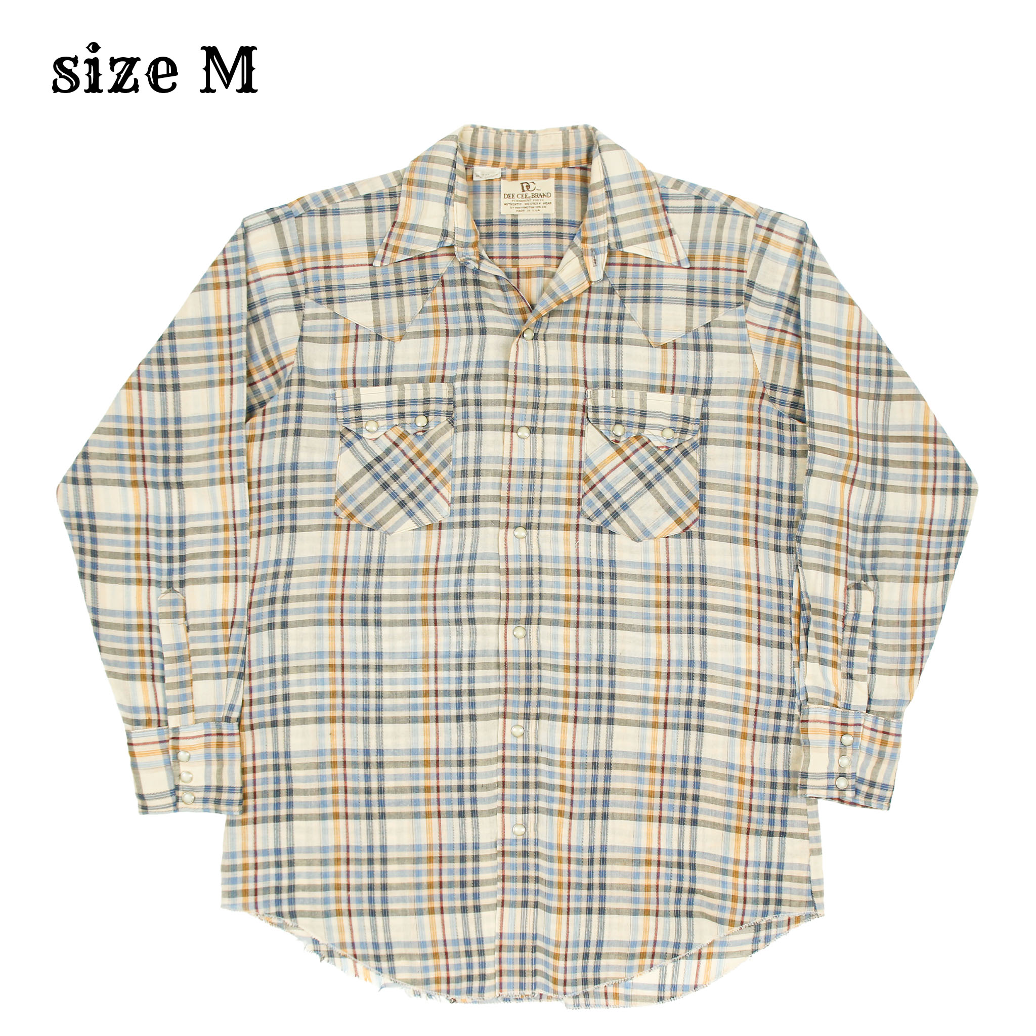 70s Vintage Dee Cee USA Plaid Western Shirt Size M