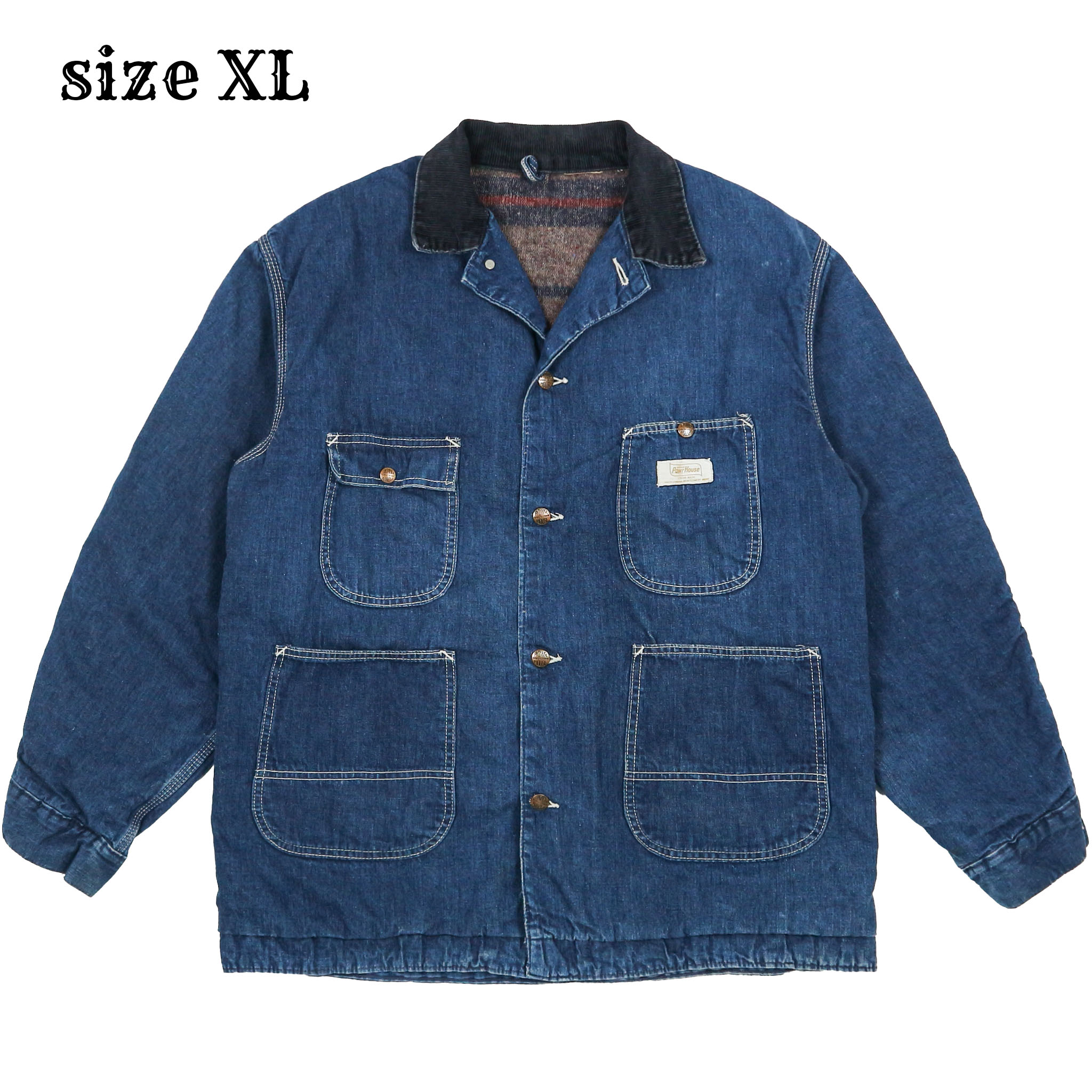 Vtg 60s Powr House Montgomery Ward Blanket-lined Denim Chore Coat Size XL