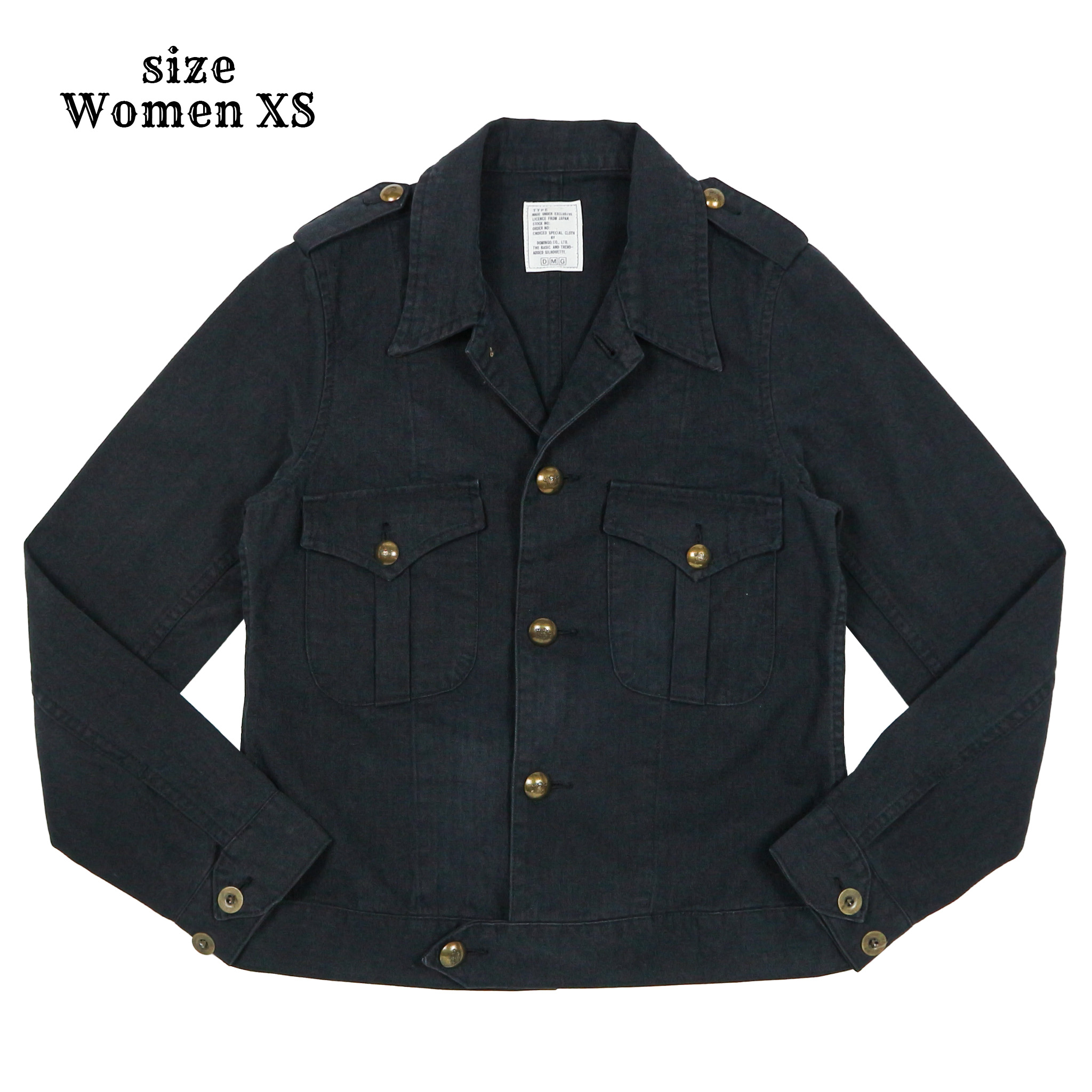 Domingo DMG Japan Black Herringbone Work Jacket Women Size XS