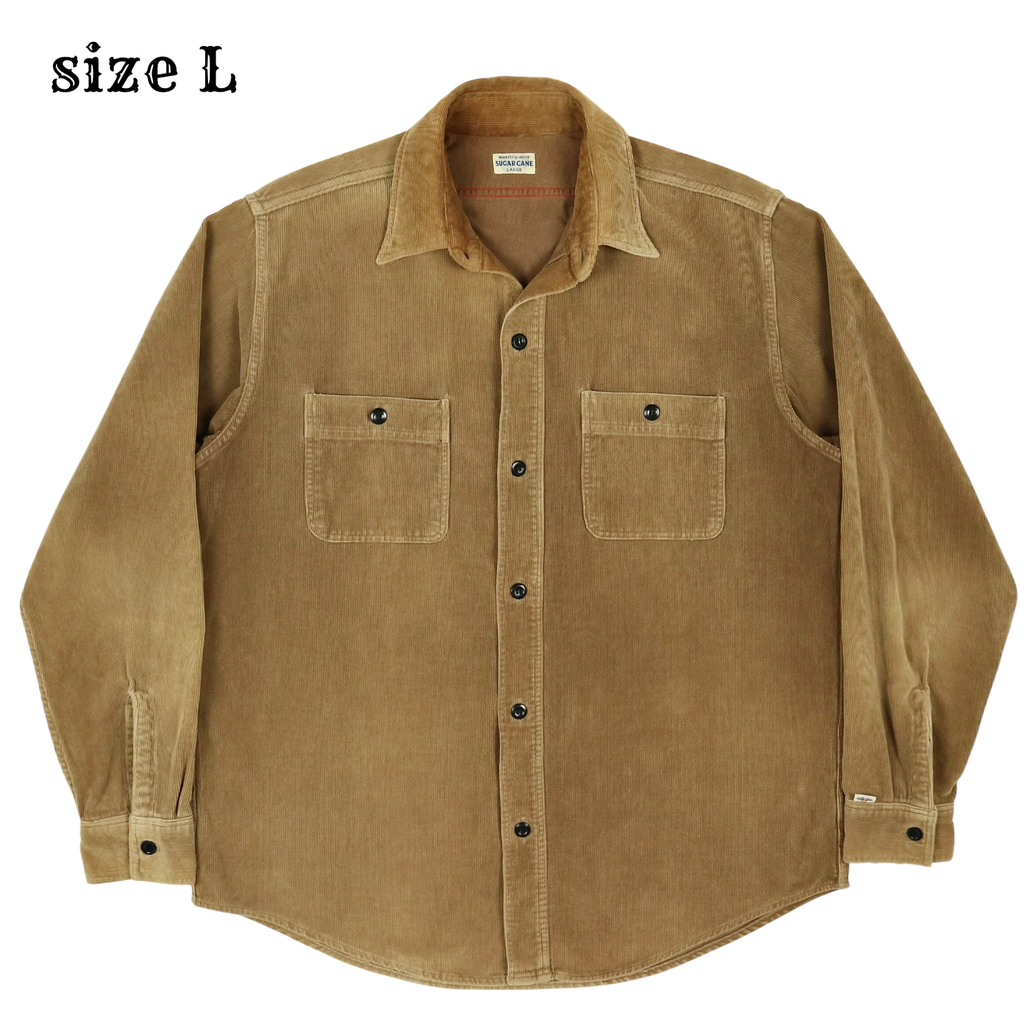 Sugar Cane Brown Corduroy Shirt Size L