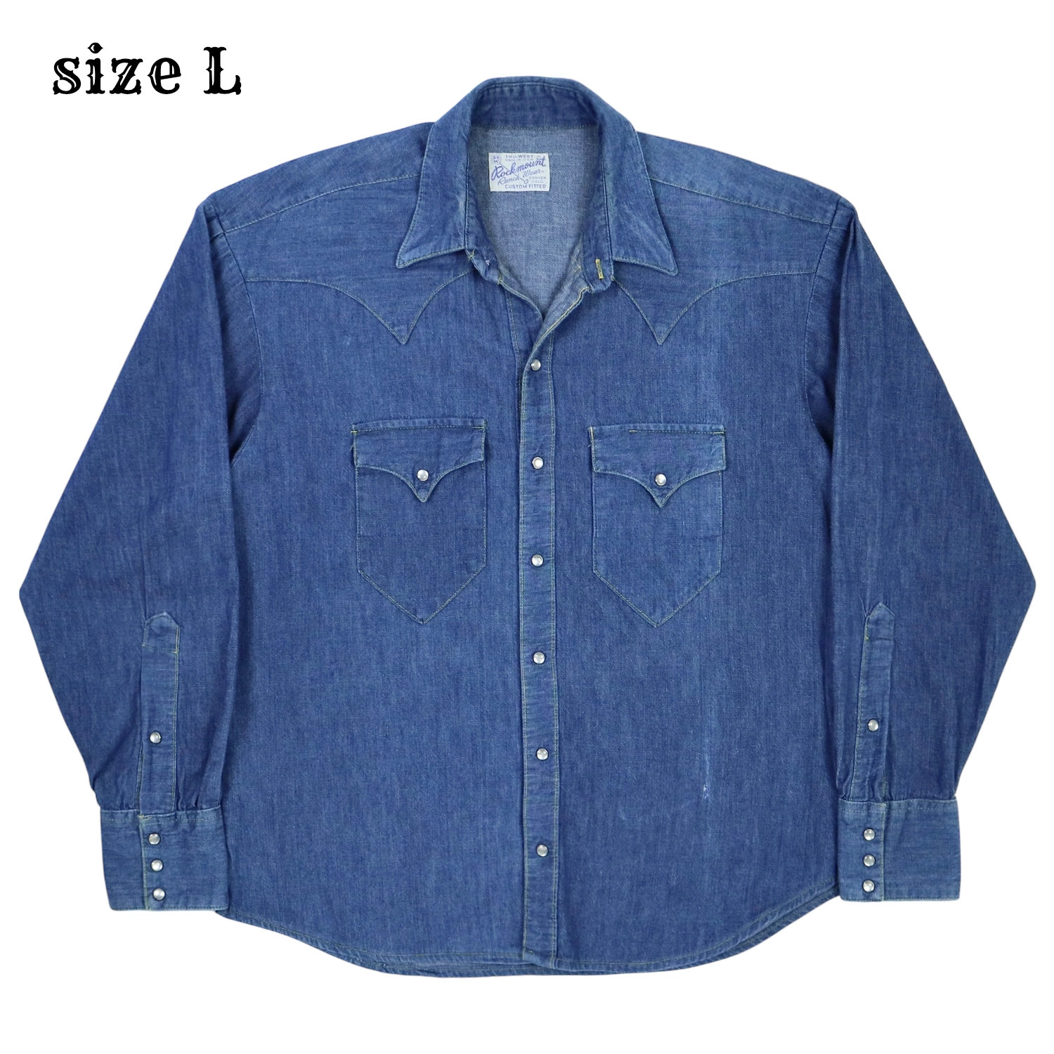 Vtg Rockmount USA Denim Western Shirt Size L