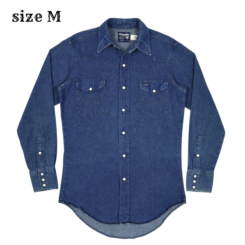 Vintage 80s Wrangler Denim Western Shirt Size M