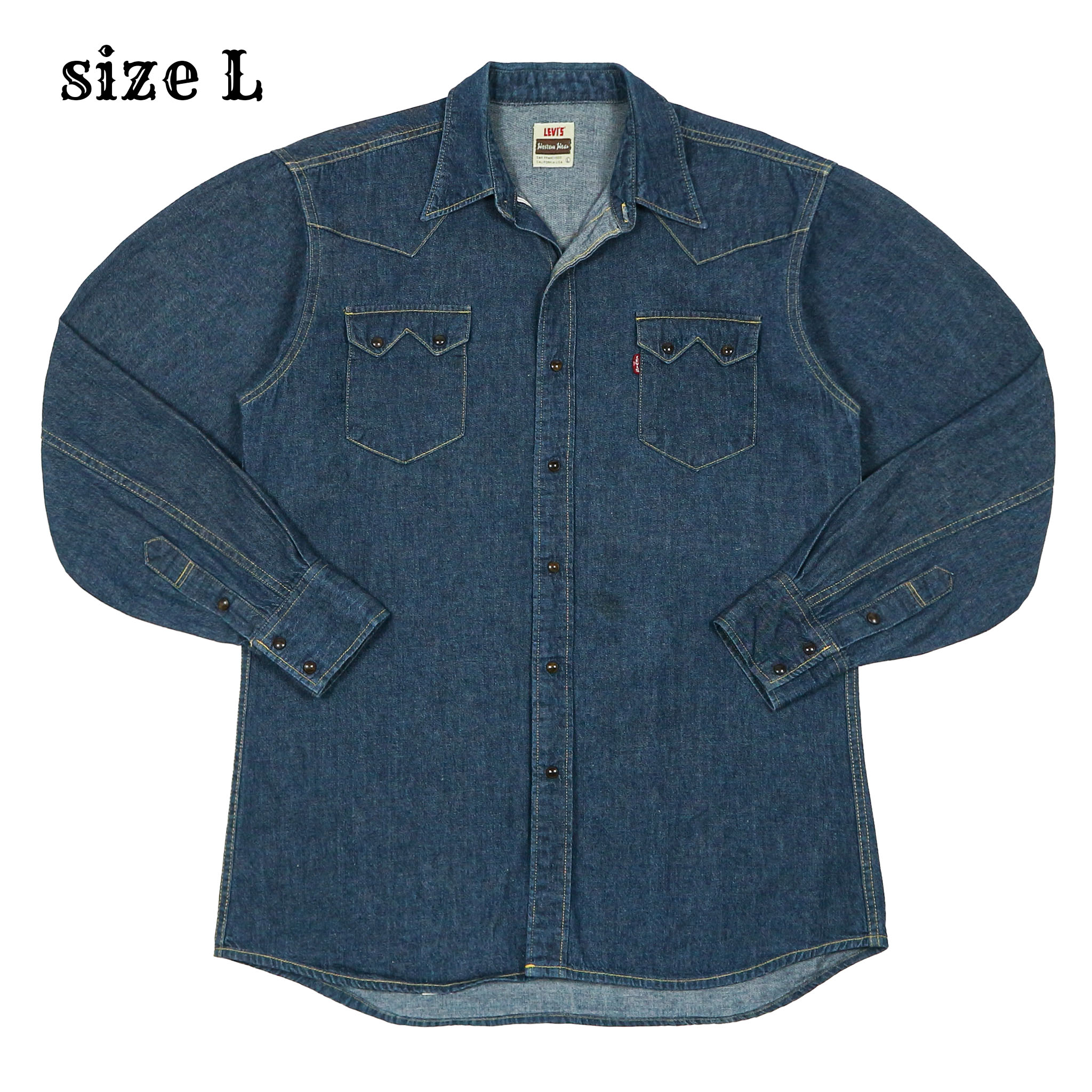 90s LEVI'S Big E Japan Made Selvedge Denim Western Shirt Size L