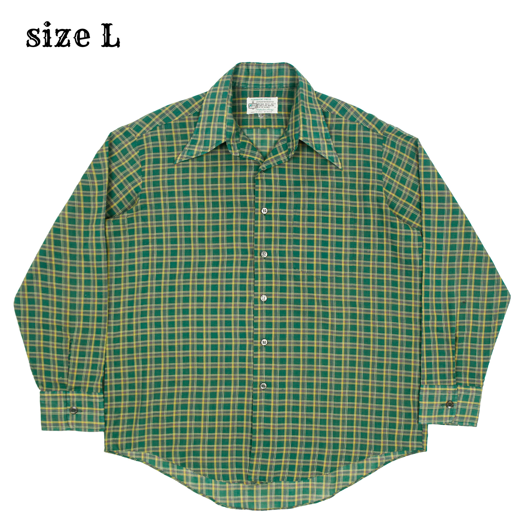 80s Kmart Vintage Perma Press Plaid Shirt Size L