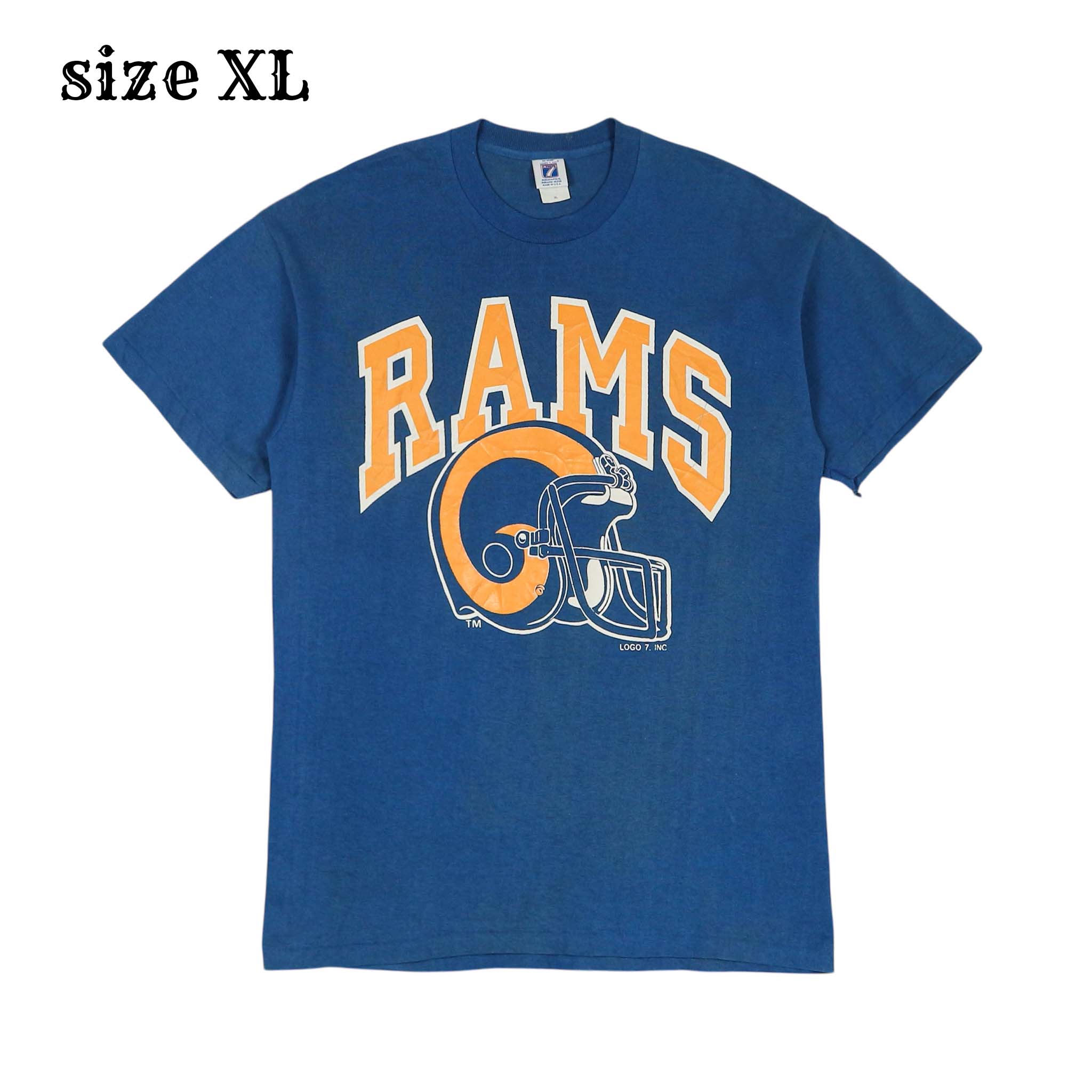 Vtg Logo 7 Brand USA Rams Team T-Shirt Size XL