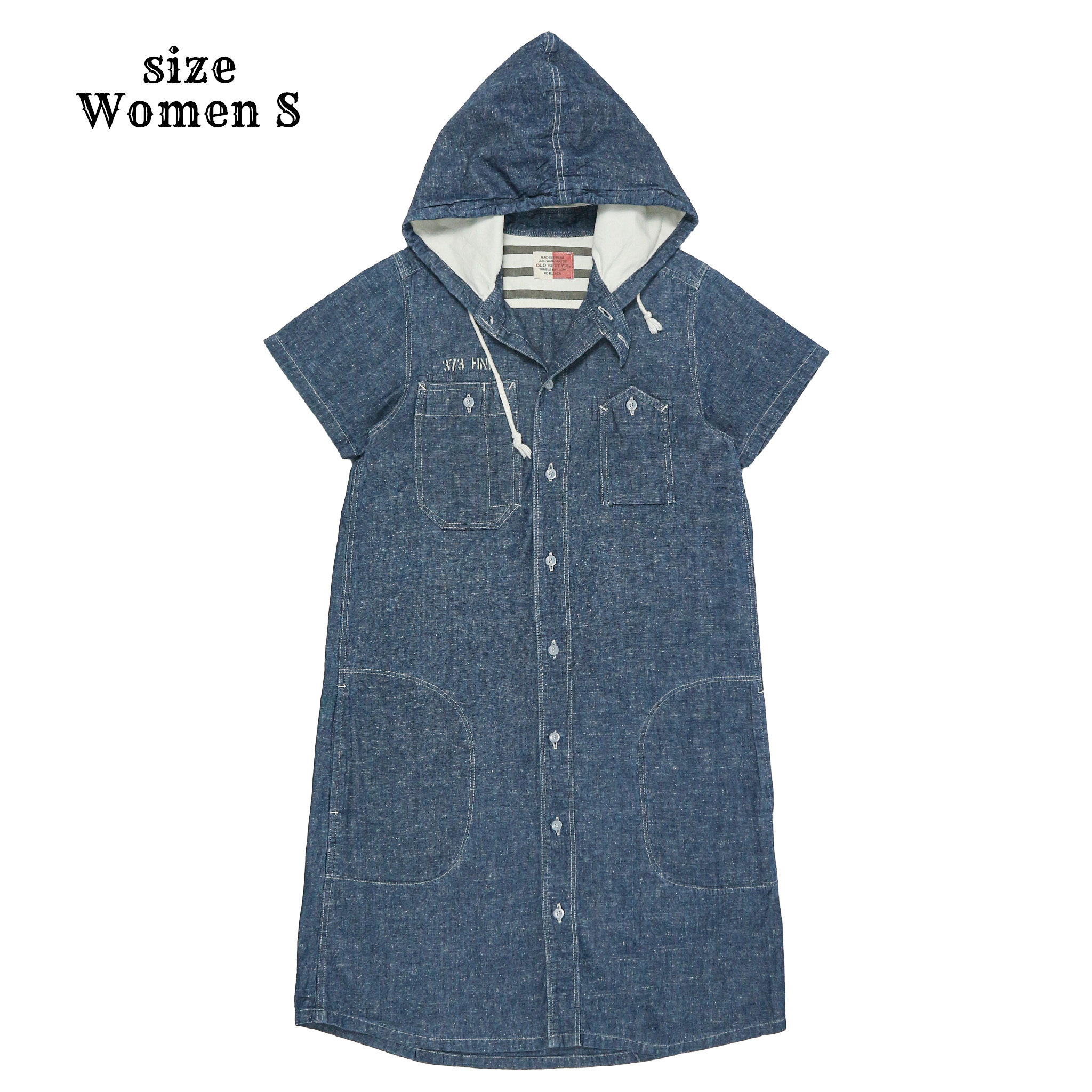 Old Betty's Chambray Hooded Shirt Women Size S