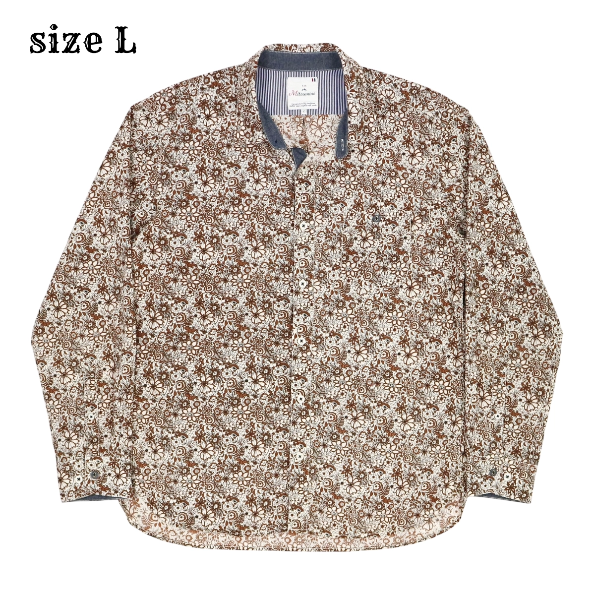 Mitsumine Floral Pattern Shirt L/S Size L