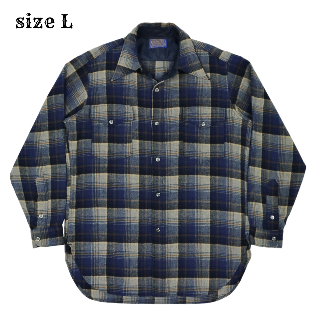 Vintage 70s Pendleton Wool Plaid Shirt Size L