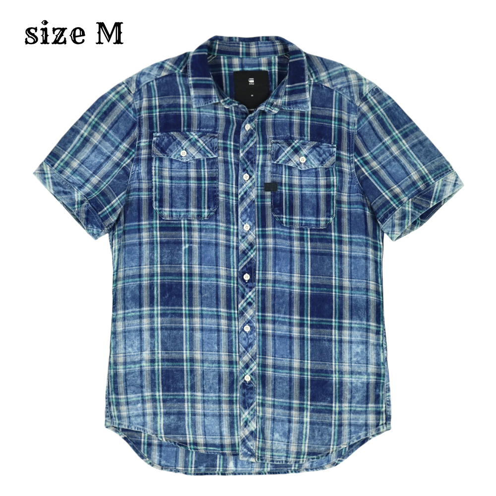 G-Star Raw Brand Short-sleeve Plaid Shirt Size M