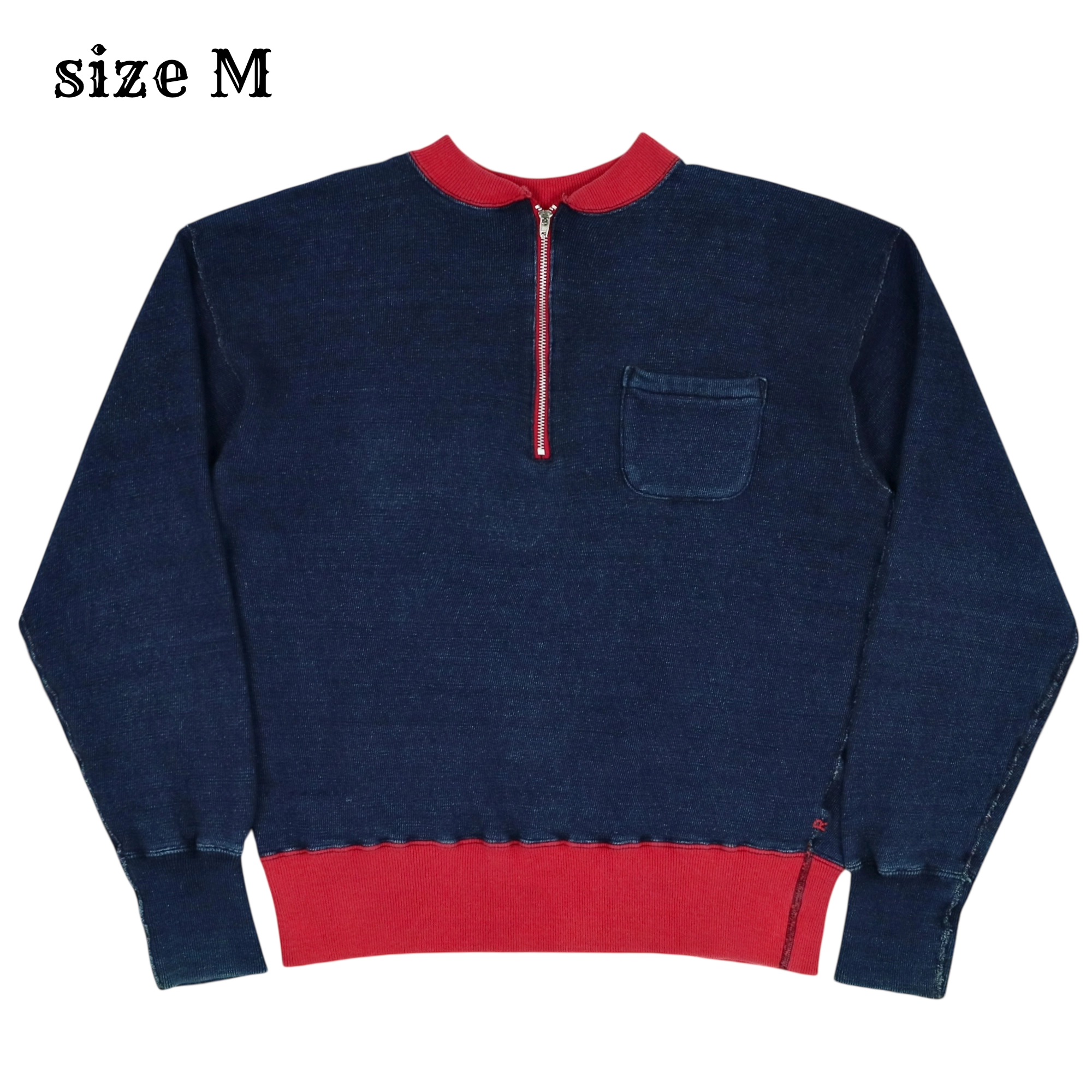 45rpm 45R Japan Half Zip Indigo Sweatshirt Size M