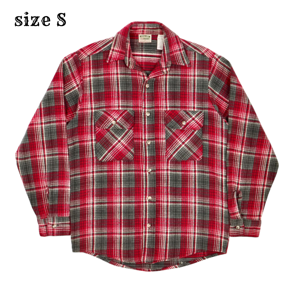 Vtg 80s Five Brother Plaid Flannel Shirt Size S