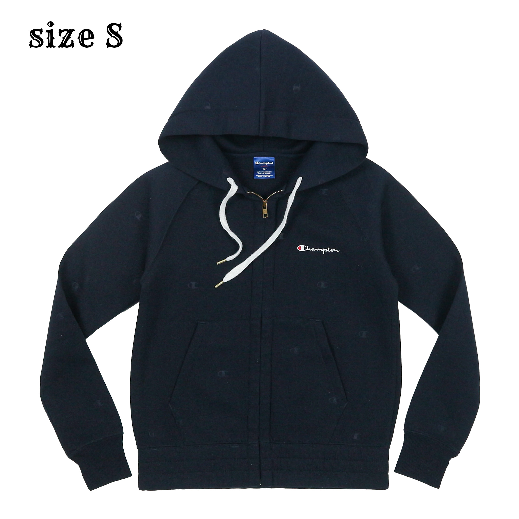 Champion Zip Front Black Hoodie Size S