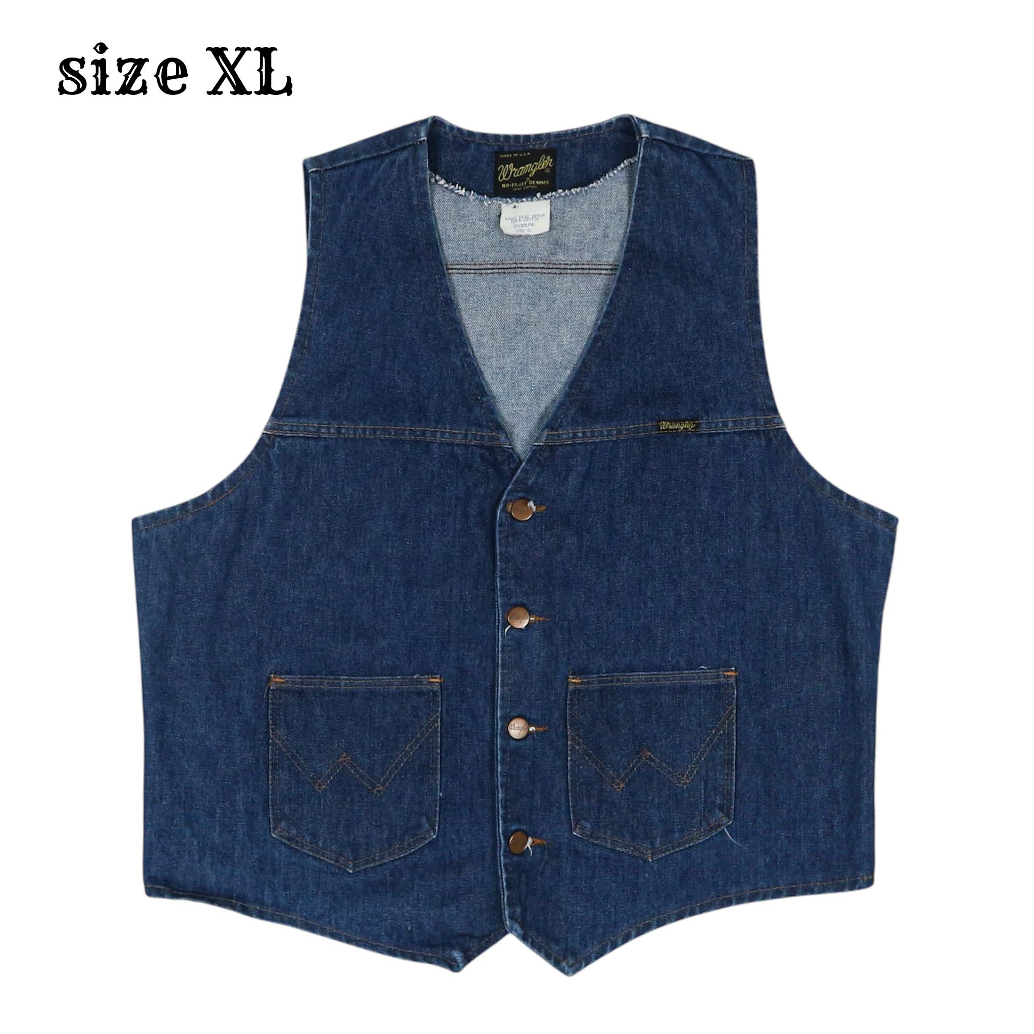 Vtg 80s Wrangler USA Denim Vest Size XL