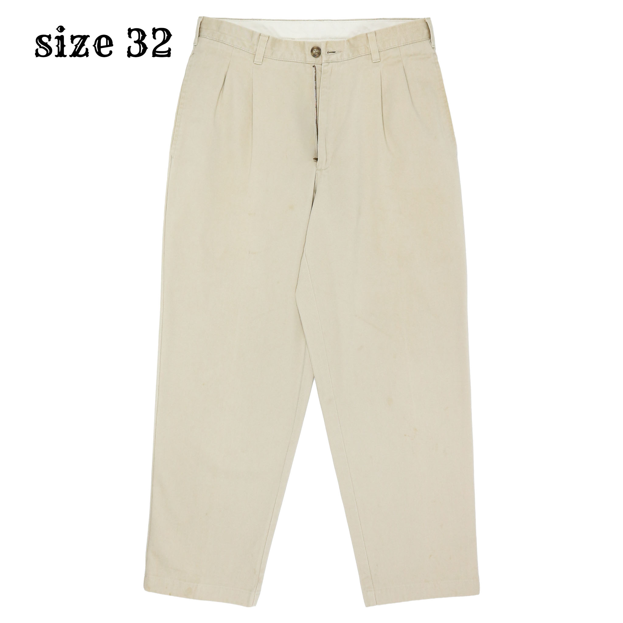 L.L.Bean Classic Pleated Khaki Trousers Size 32